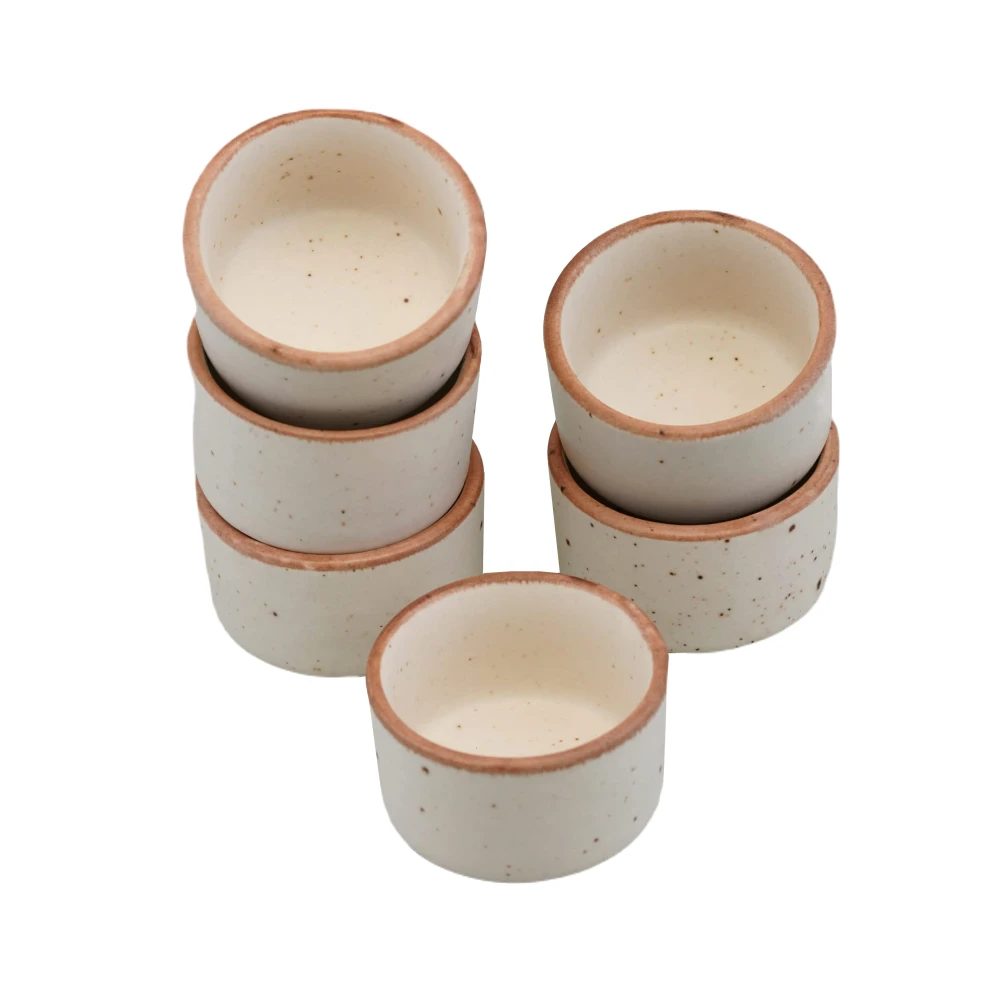 Rudrart Creations Handpainted Ceramic Chutney Bowl | Pickle Bowl | Sauce Bowl | Small Katori Set in Round Shape (40 ml Each, Set of 6)