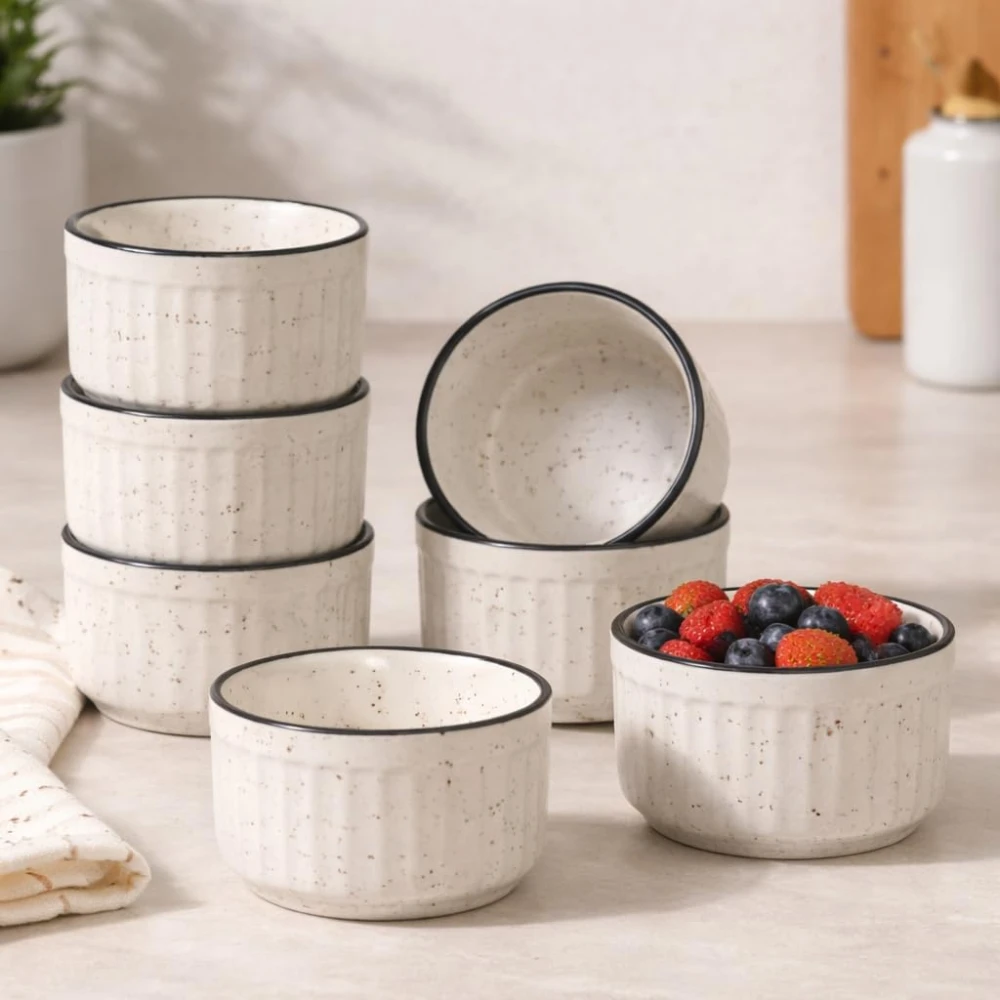 HOUSELA White Matte Ceramic Dip Bowls (50 ml, Set of 4) | Chutney Bowls | Ketchup Bowls | Chutney Bowls | Dip Bowls