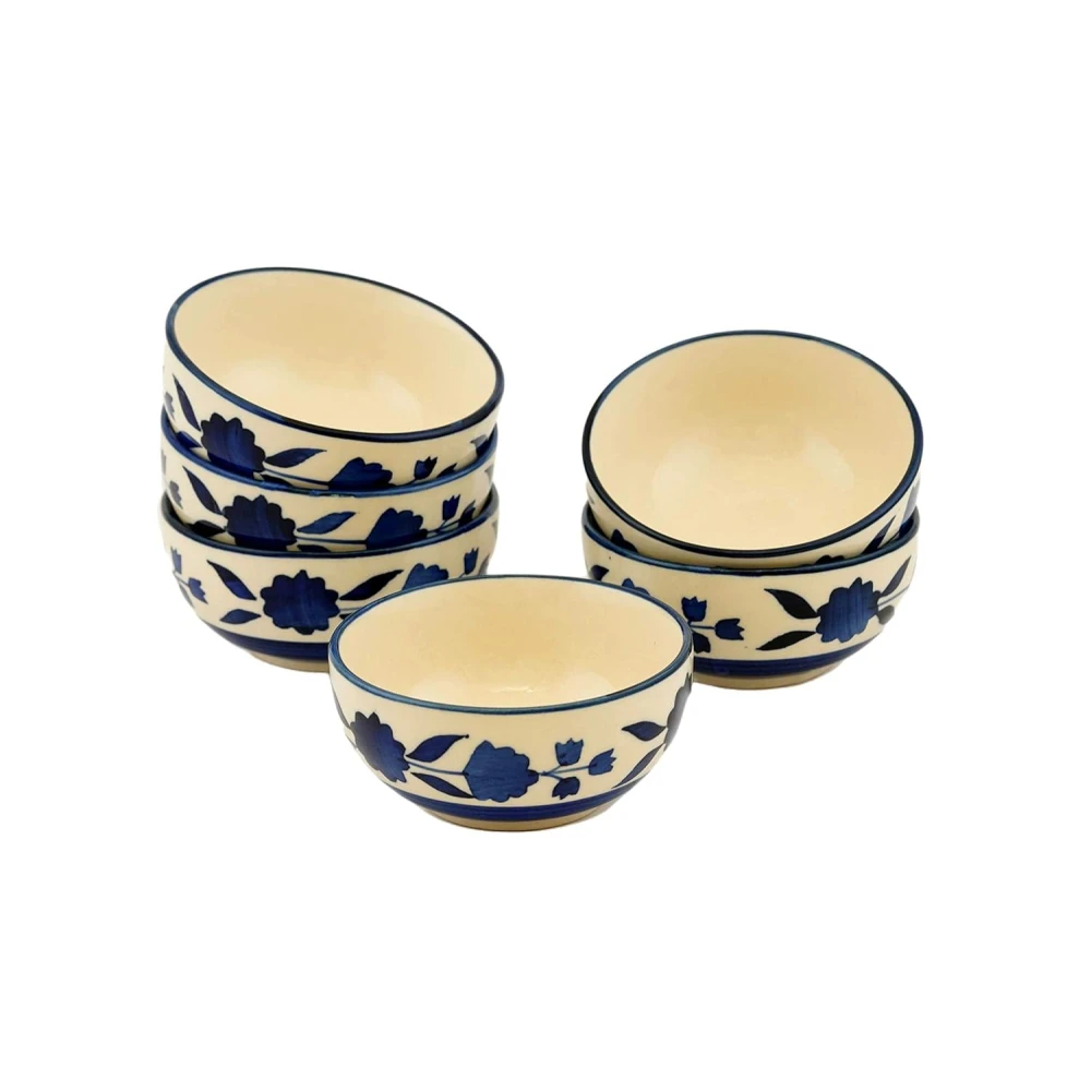 HOUSELA Creations Hand-Painted Umrao-Moroccan Design Bowls Set | Perfect for Serving Snacks, Rice, Dal, Fruits, Salad | BPA & Lead-Free Ceramic Dinner Bowls sets