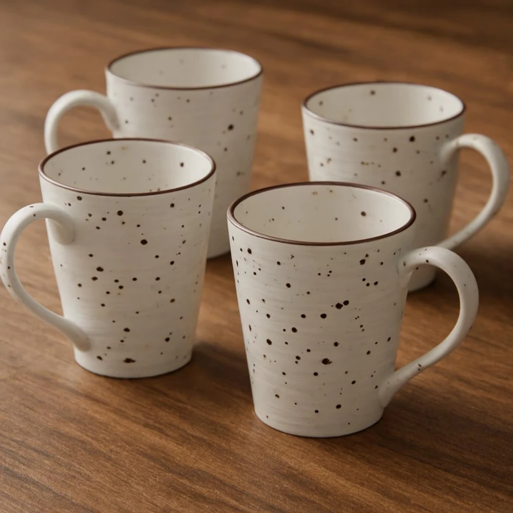 HOUSELA Matte Finish Ceramic Mug – Elegant, Sturdy & Gift-Ready Set of 4