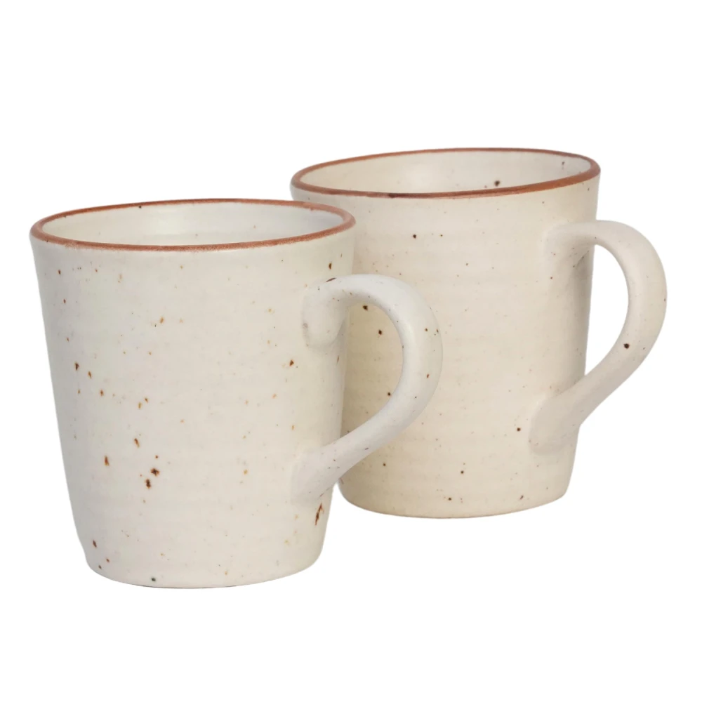 Rudrart Creations White Tall Ceramic Coffee Mug by Essential Drinkware, Set of 2 - Large Handles, Dishwasher and Microwave Safe