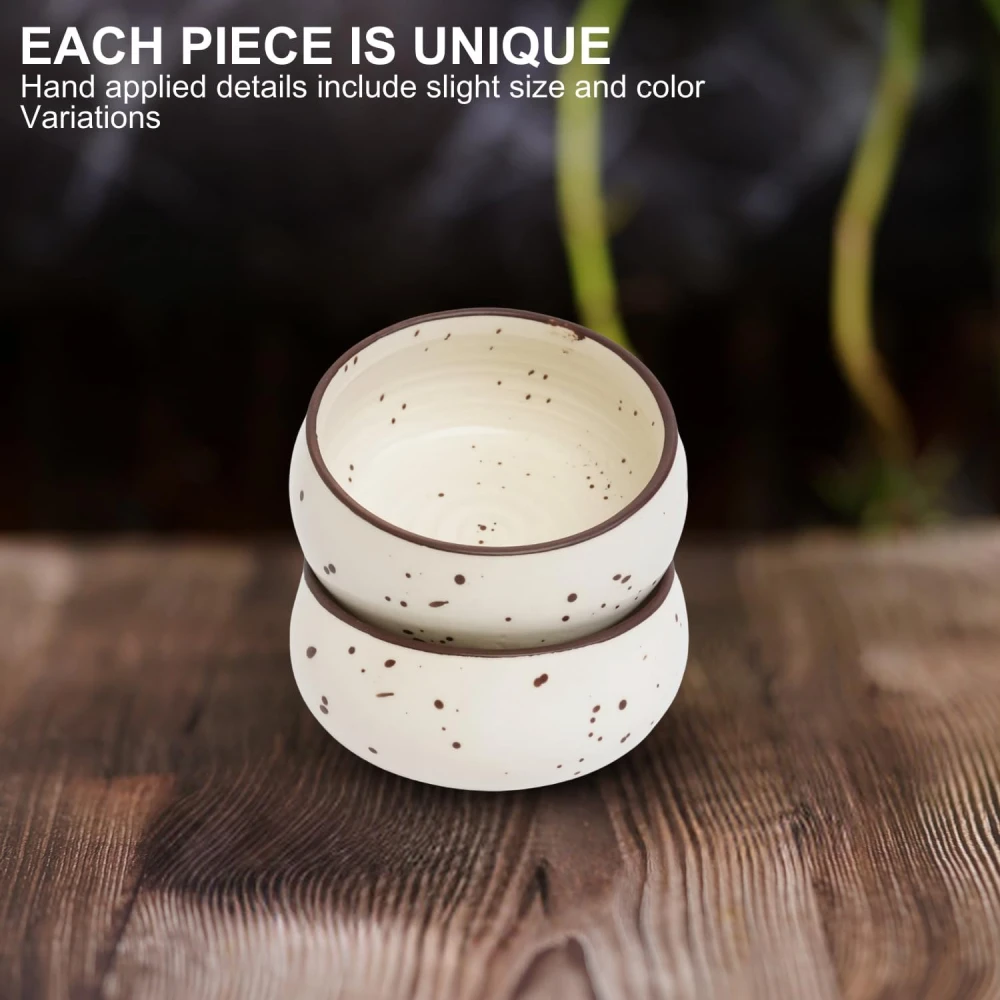 HOUSELA Ceramic Stoneware Serving Bowls Set | Ideal for Serving Snacks, Salads, Desserts | Microwave & Dishwasher Safe, Durable & Chip-Resistant Design | - Cream White Matte Finish (150 ml, Set of 2)