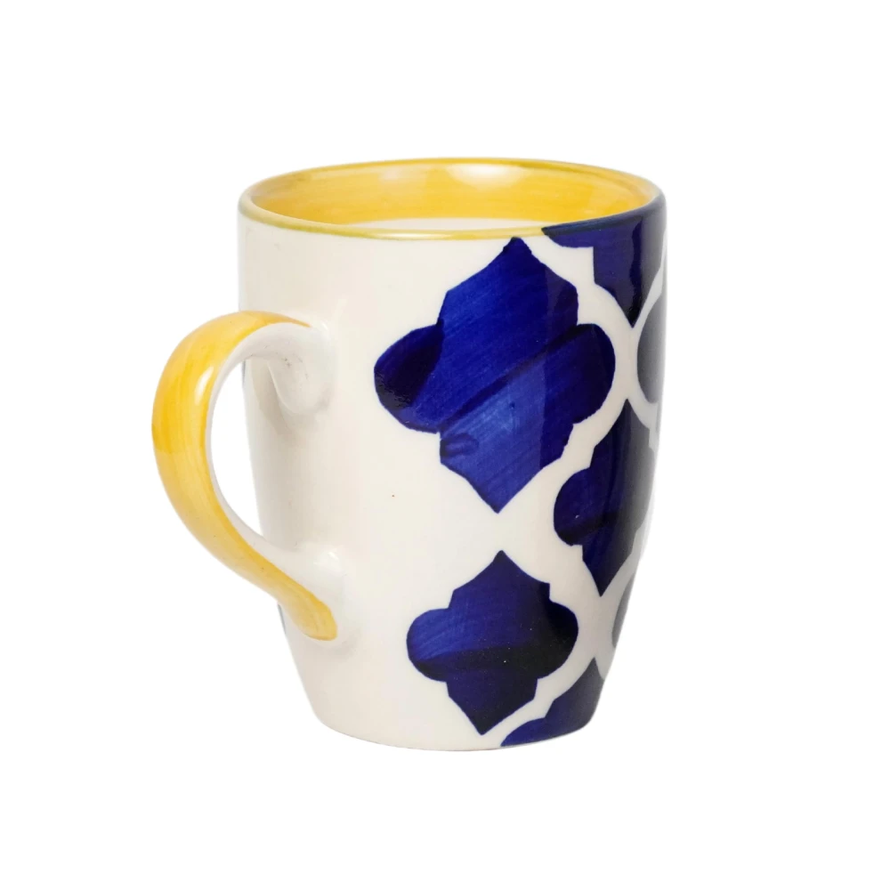 Rdurart Creation Chevron Waves Set of 4 Handcrafted Ceramic Coffee Mug, Set of 4 (300 ML, Microwave Safe & Dishwasher)