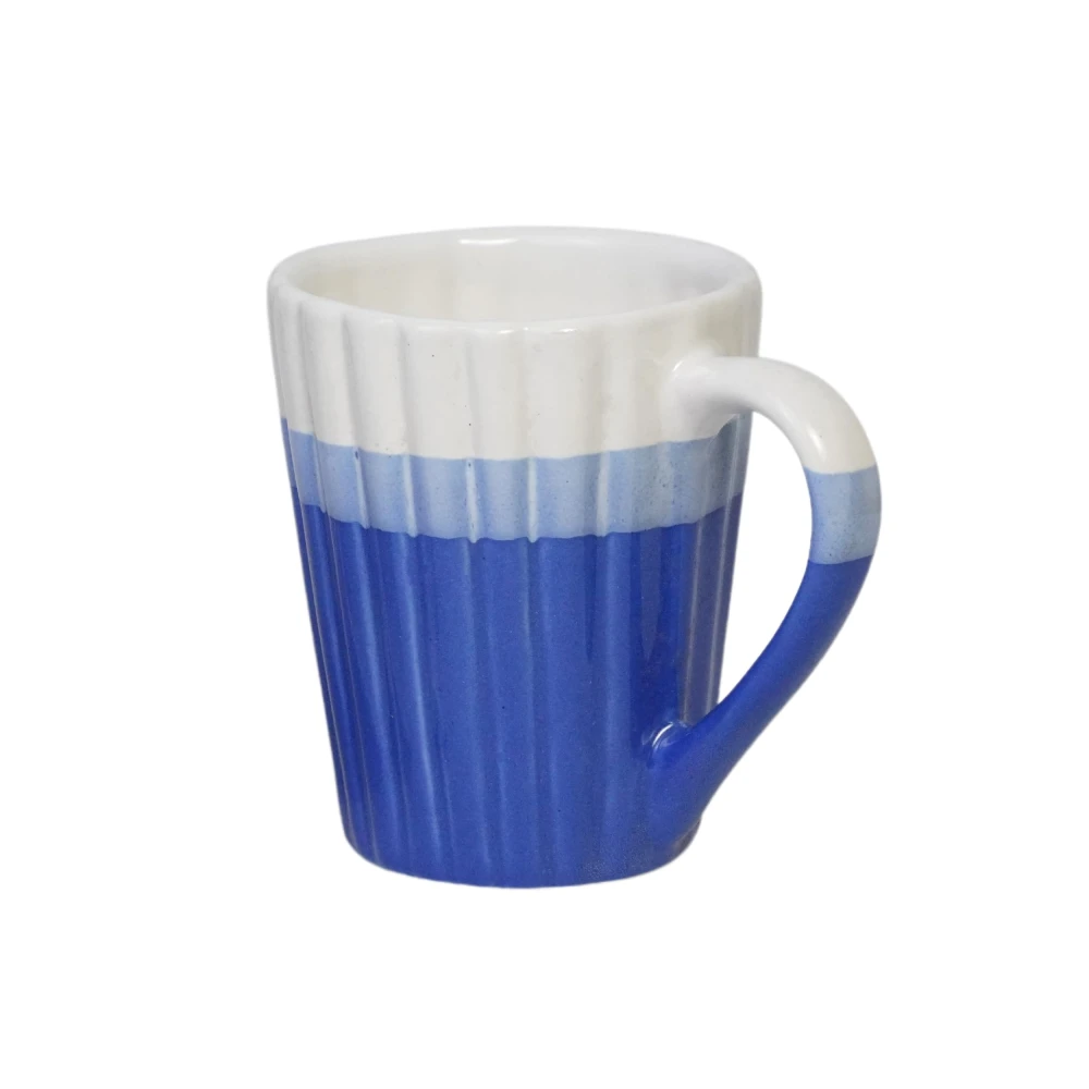 HOUSELA Tricolour Hand-Painted Serving Tea Cups Set Milk Mugs & Ceramic Coffee Mugs Set of 4 (300 ML, Microwave & Dishwasher Safe)