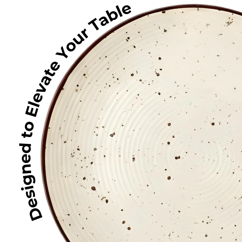 HOUSELA Cream Ribbed Stoneware Dinner Plates 10.3 Inch Set of 6 Pcs Ceramic Plates for Dinner | Microwave & Dishwasher Safe | Off White