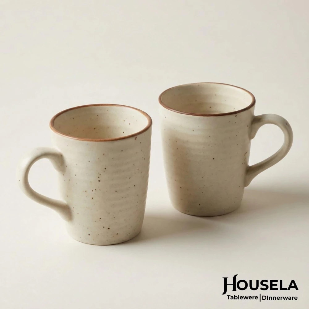 Stoneware Ceramic Dinner Set for Wedding Gift | Plates Cups and Bowls Set (2 Plates 2 Bowls 2 Cups) | Tableware Set for Dining Table – 6 Pieces