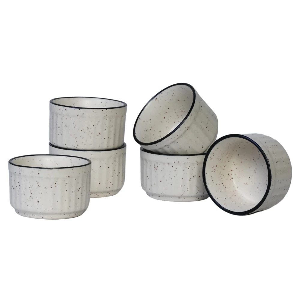 HOUSELA White Ceramic Dip Bowls (50 ml, Set of 6) | Chutney Bowls | Ketchup Bowls | Chutney Bowls | Dip Bowls, White Matte