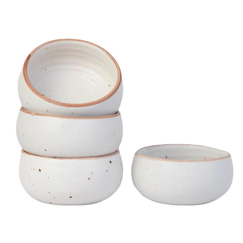 Rudrart Creations Ceramic Stoneware Cream White Matt Finish Serving Bowl (150 ml, Set of 4, White) | Salad Bowl (3 inch)(Microwave & Dishwasher Safe)