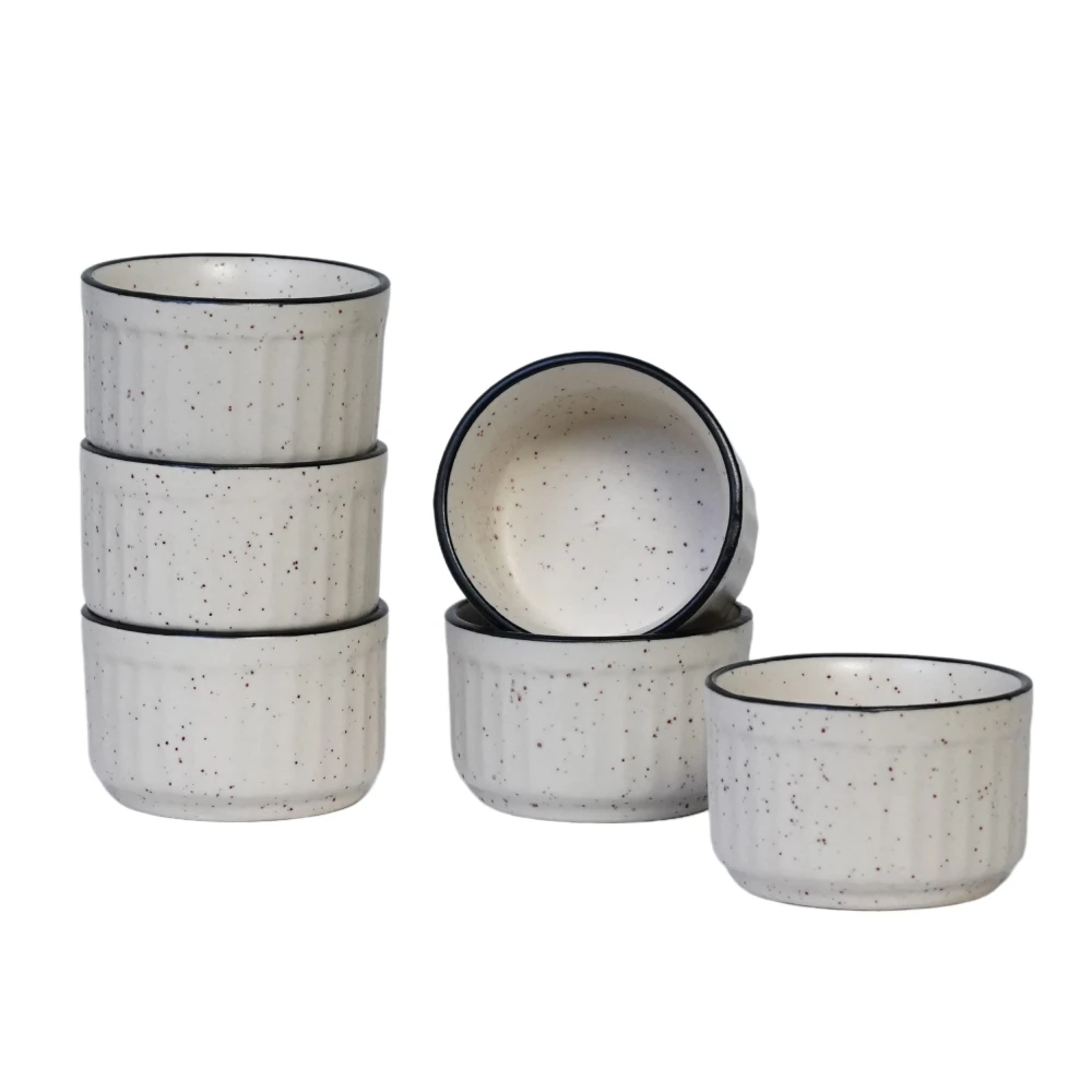 HOUSELA White Ceramic Dip Bowls (50 ml, Set of 6) | Chutney Bowls | Ketchup Bowls | Chutney Bowls | Dip Bowls, White Matte