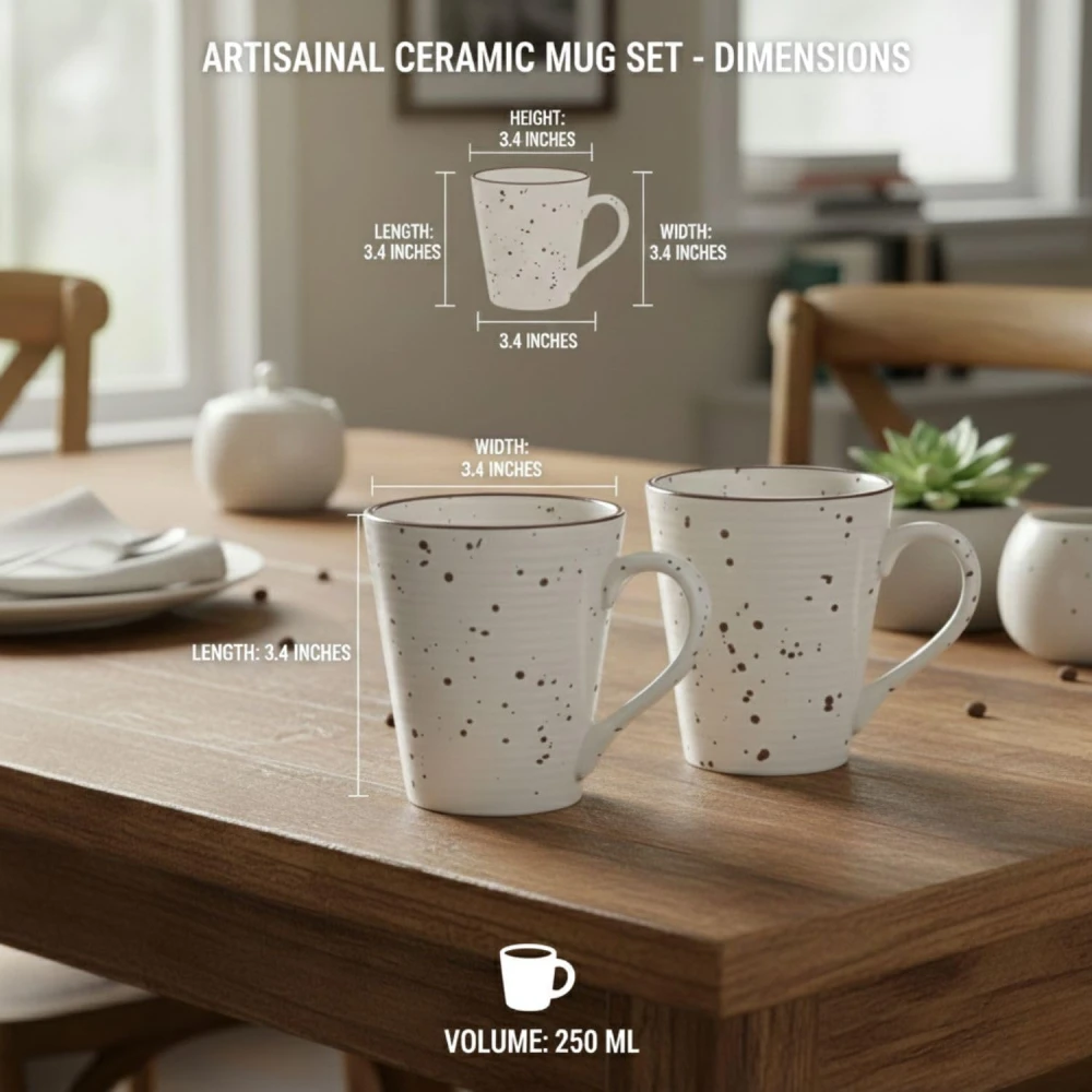 HOUSELA Matte Finish Ceramic Mug ? Elegant, Sturdy & Gift-Ready Set of 2