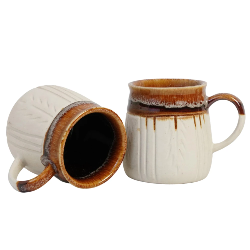 Handmade Ceramic Coffee Mug Set | Rustic Clay Finish Cups for Hot Beverages | Microwave Safe, Dishwasher Safe, Eco-Friendly Stoneware Mugs for Tea, Coffee, Milk & Hot Chocolate