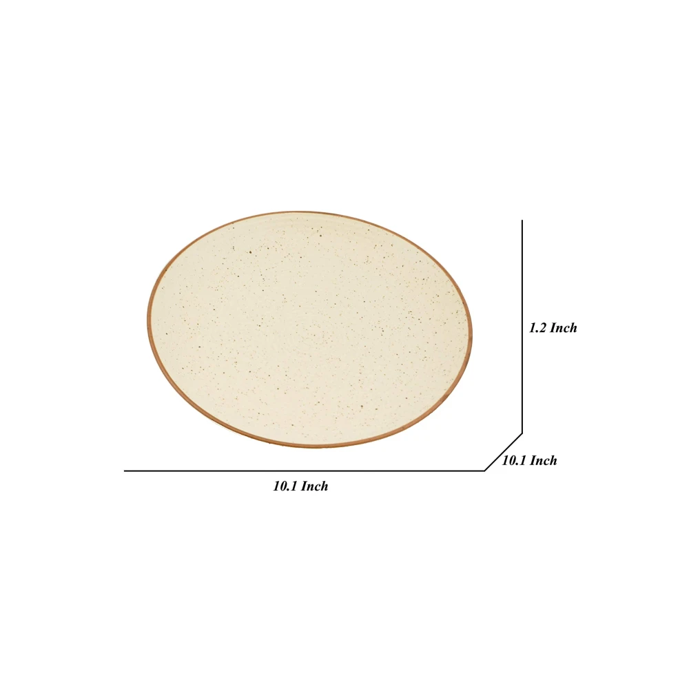 HOUSELA Cream Ribbed Stoneware Dinner Plates | Premium 10.3-Inch Ceramic Plates Set of 4 | Off-White Textured Dinnerware | Heavy Stoneware Serving Plates | Microwave & Dishwasher Safe