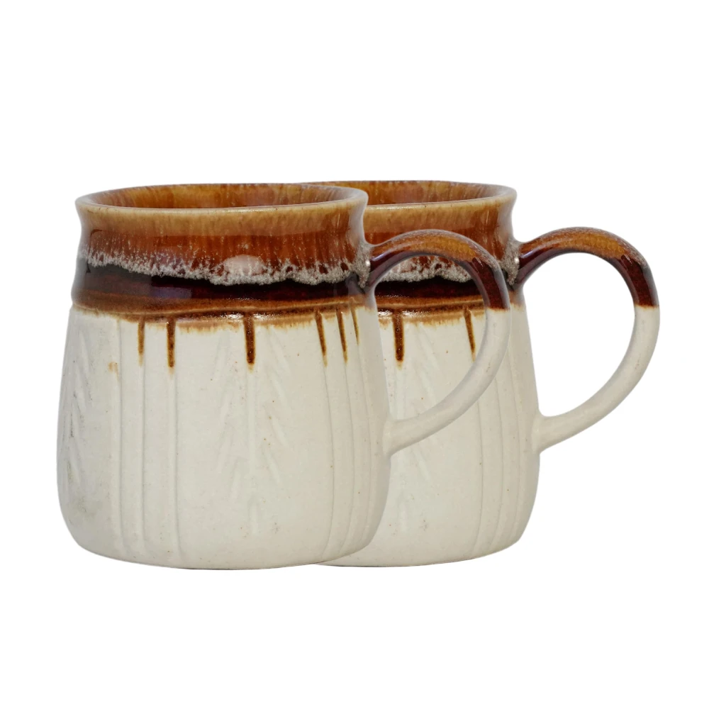 Handmade Ceramic Coffee Mug Set | Rustic Clay Finish Cups for Hot Beverages | Microwave Safe, Dishwasher Safe, Eco-Friendly Stoneware Mugs for Tea, Coffee, Milk & Hot Chocolate