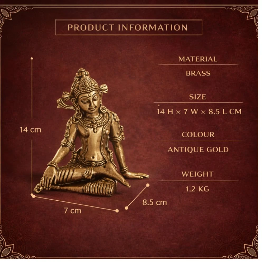 LUXEBERRY Brass Indra Dev Sitting Idol | Gold Finish Vastu Murti for Home & Office | Indradev Statue for Mandir, Pooja Room & Vastu Remedy | East Zonal Placement | Height 14 cm