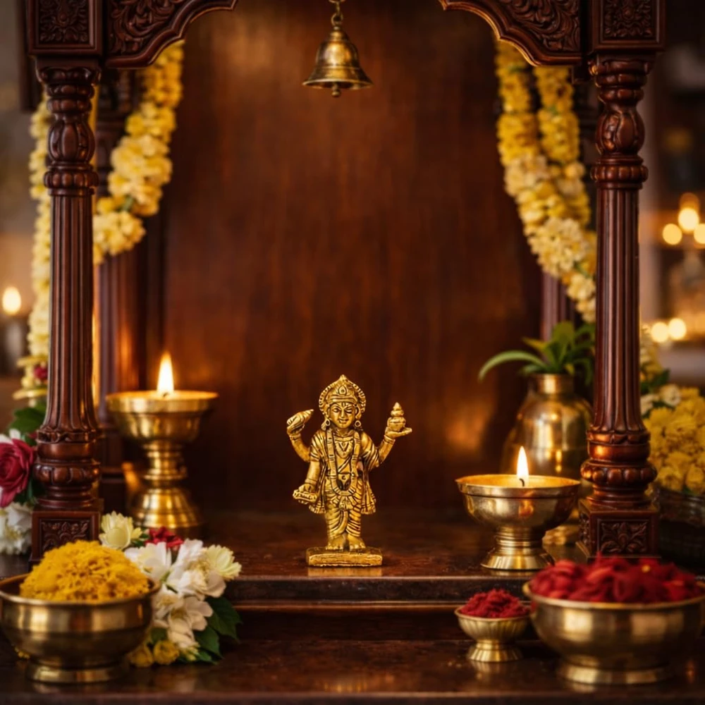 LUXEBERRY Brass Statue of Dhanvantari Idol of Ayurveda, Brass Shri Vishnu Avtar, for Home Decor Idol for Mandir | Dhanvantari | Dhanvantari for car Dashboard | Small Size
