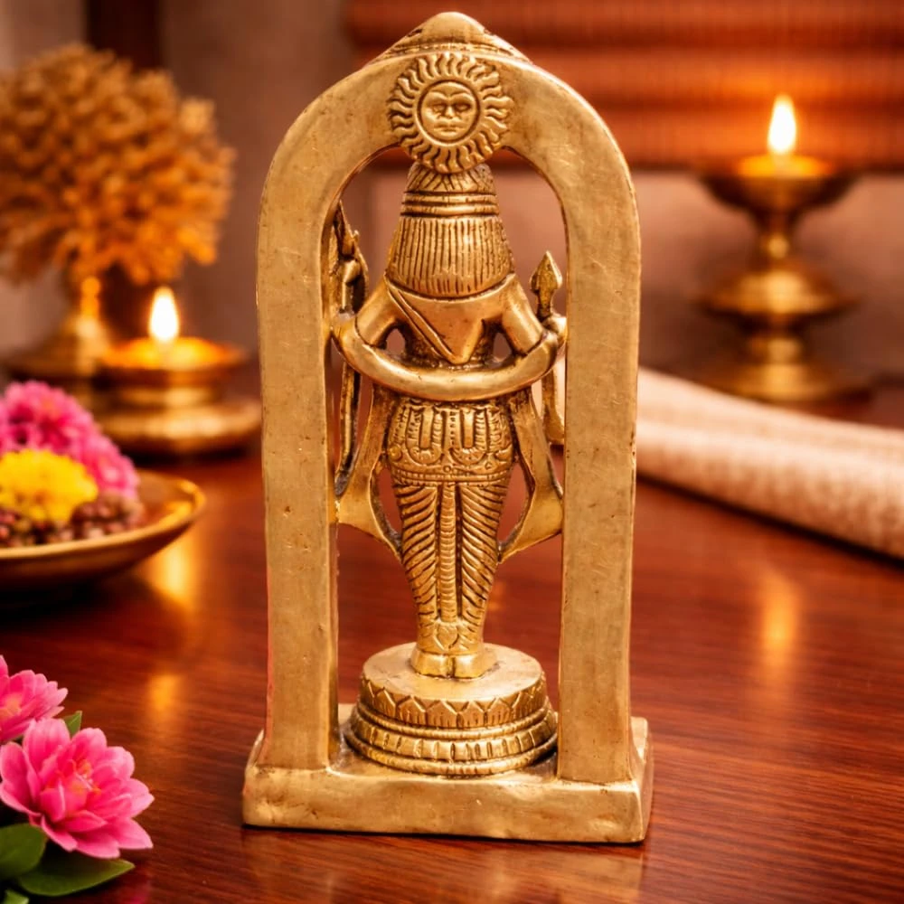 LUXEBERRY Brass Ram Lalla Shri Ram Ayodhya Temple Idol | Ram Lala Murti for Home Mandir, Pooja & Decor | Premium Brass Ram Statue for Gifting (15 x 7.5 x 4 cm)
