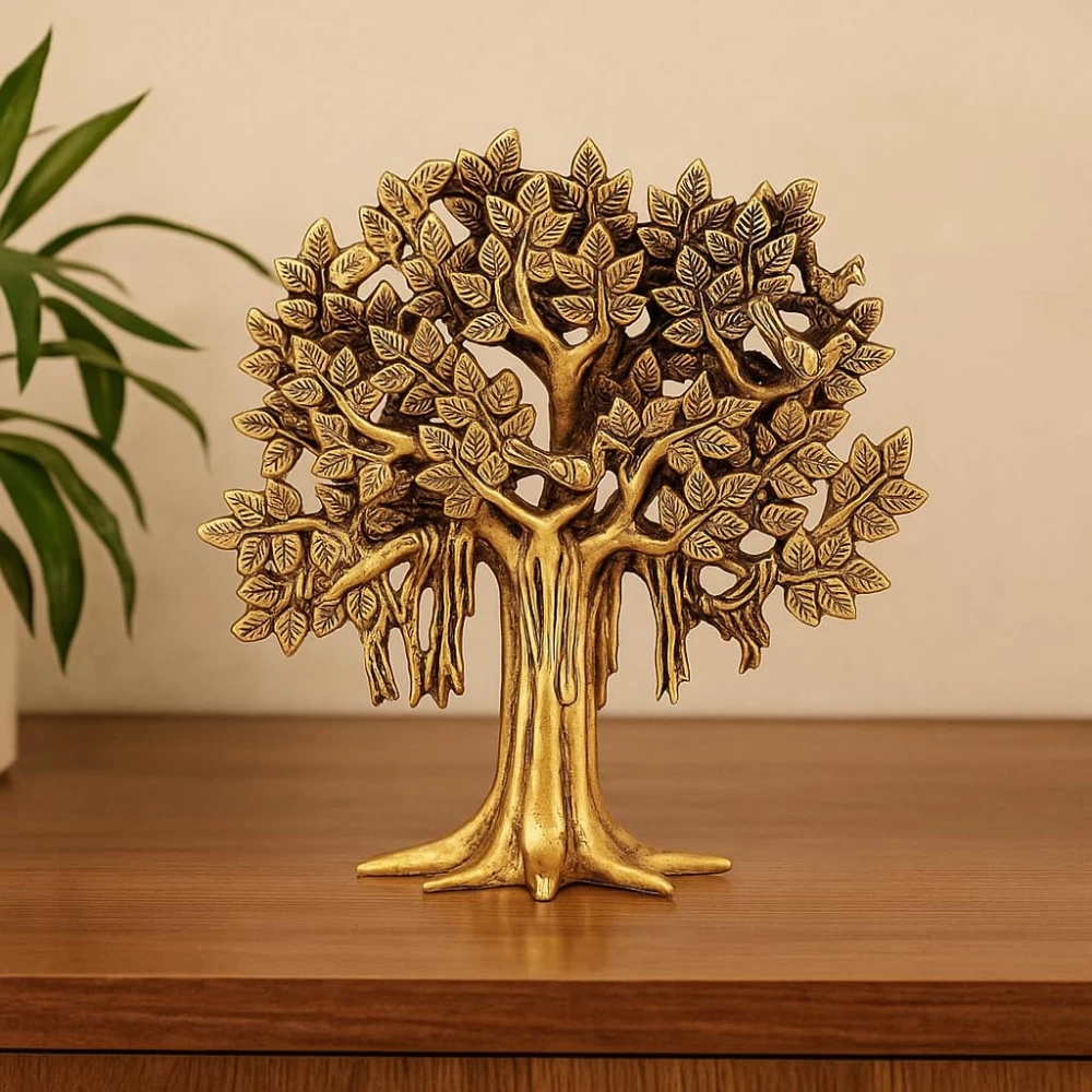LUXEBERRY Pure Brass Kalpavriksha Tree (8 inches, 950 g) | Kalpavriksha Tree Wall Hanging | Home Decor Brass Showpiece | Gift for Birthday, Anniversary,Success Gift| Kalpavriksha Wall Hanging