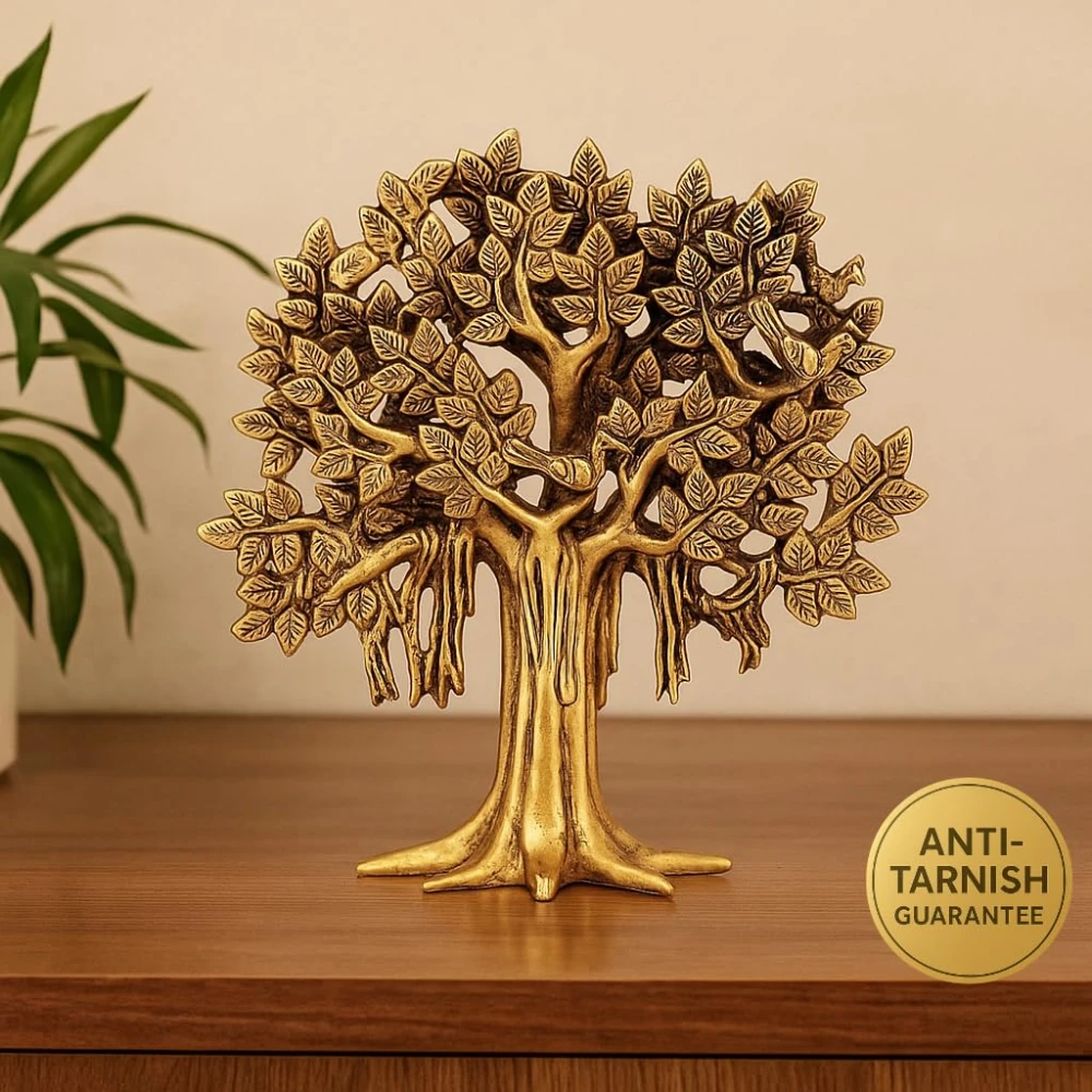 LUXEBERRY Pure Brass Kalpavriksha Tree (8 inches, 950 g) | Kalpavriksha Tree Wall Hanging | Home Decor Brass Showpiece | Gift for Birthday, Anniversary,Success Gift| Kalpavriksha Wall Hanging