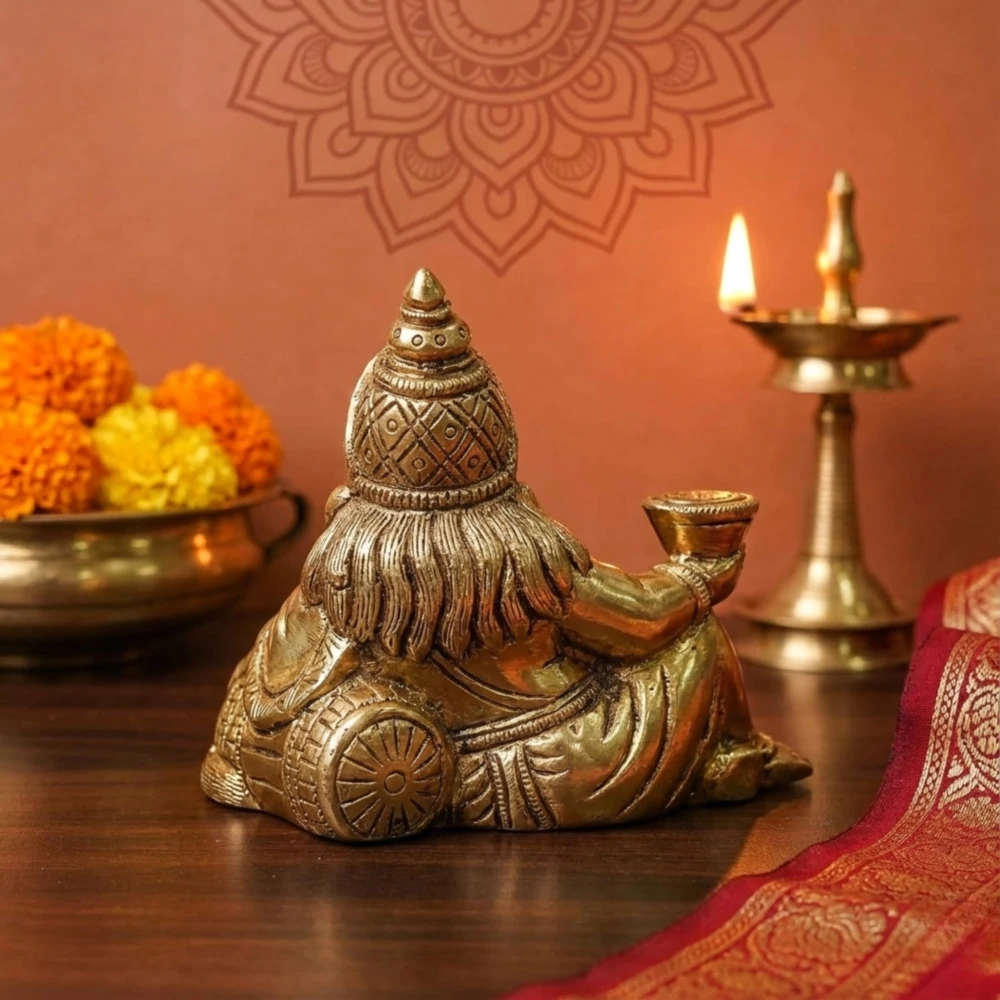 LUXEBERRY RareAmrit Pure Brass Kuber Sitting Idol | Kubera Murti for Wealth & Prosperity | Vastu Statue for Home, Office, Business & Pooja Room | Good Luck and Dhan Vastu Remedy | Pure Brass