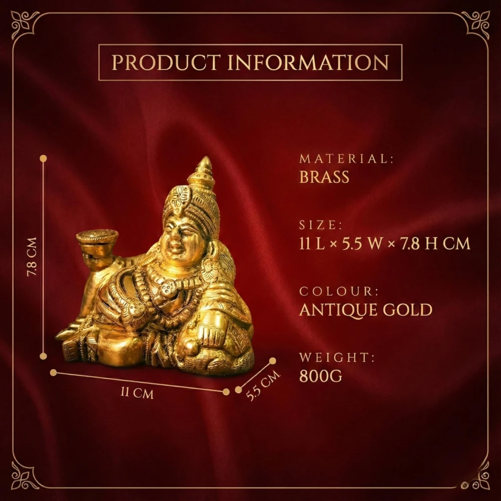 LUXEBERRY RareAmrit Pure Brass Kuber Sitting Idol | Kubera Murti for Wealth & Prosperity | Vastu Statue for Home, Office, Business & Pooja Room | Good Luck & Dhan Vastu Remedy | Pure Brass