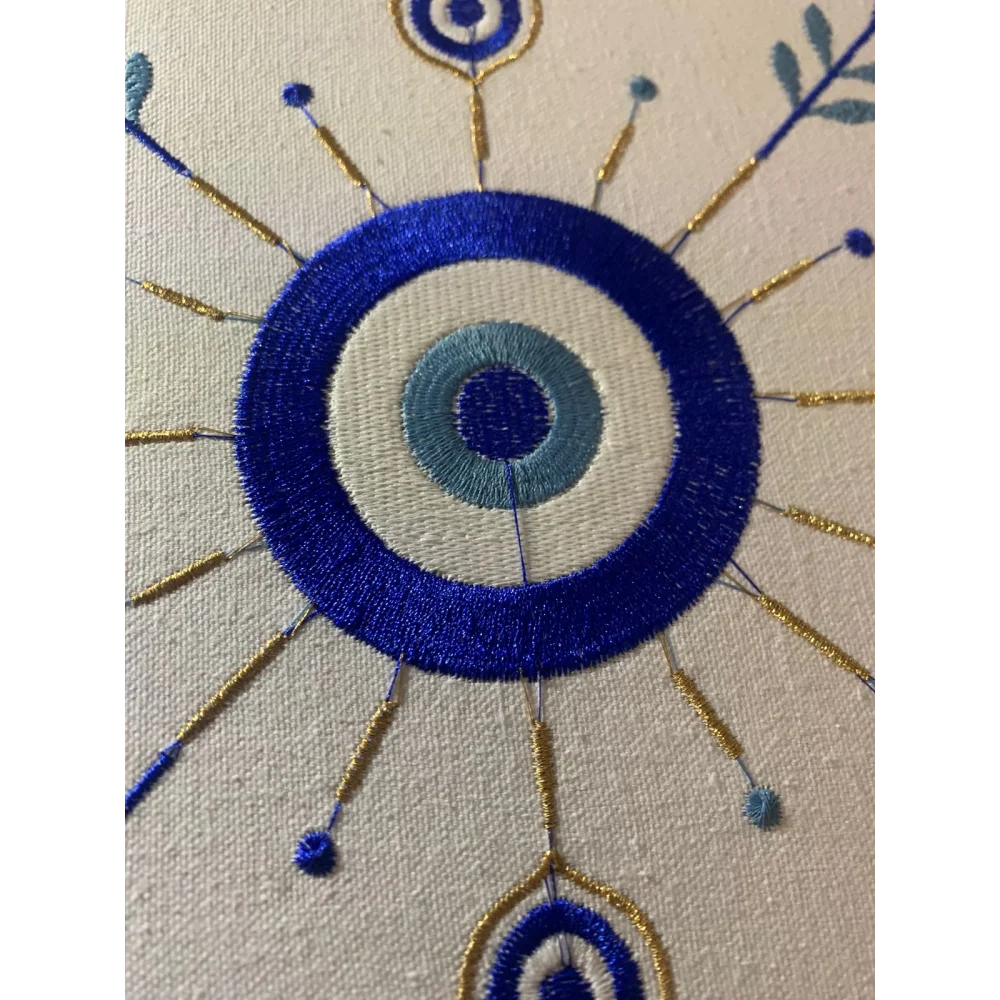 KESAR KREATION THREADS EVIL EYE PREMIUM EMBROIDERY CUSHION COVER
