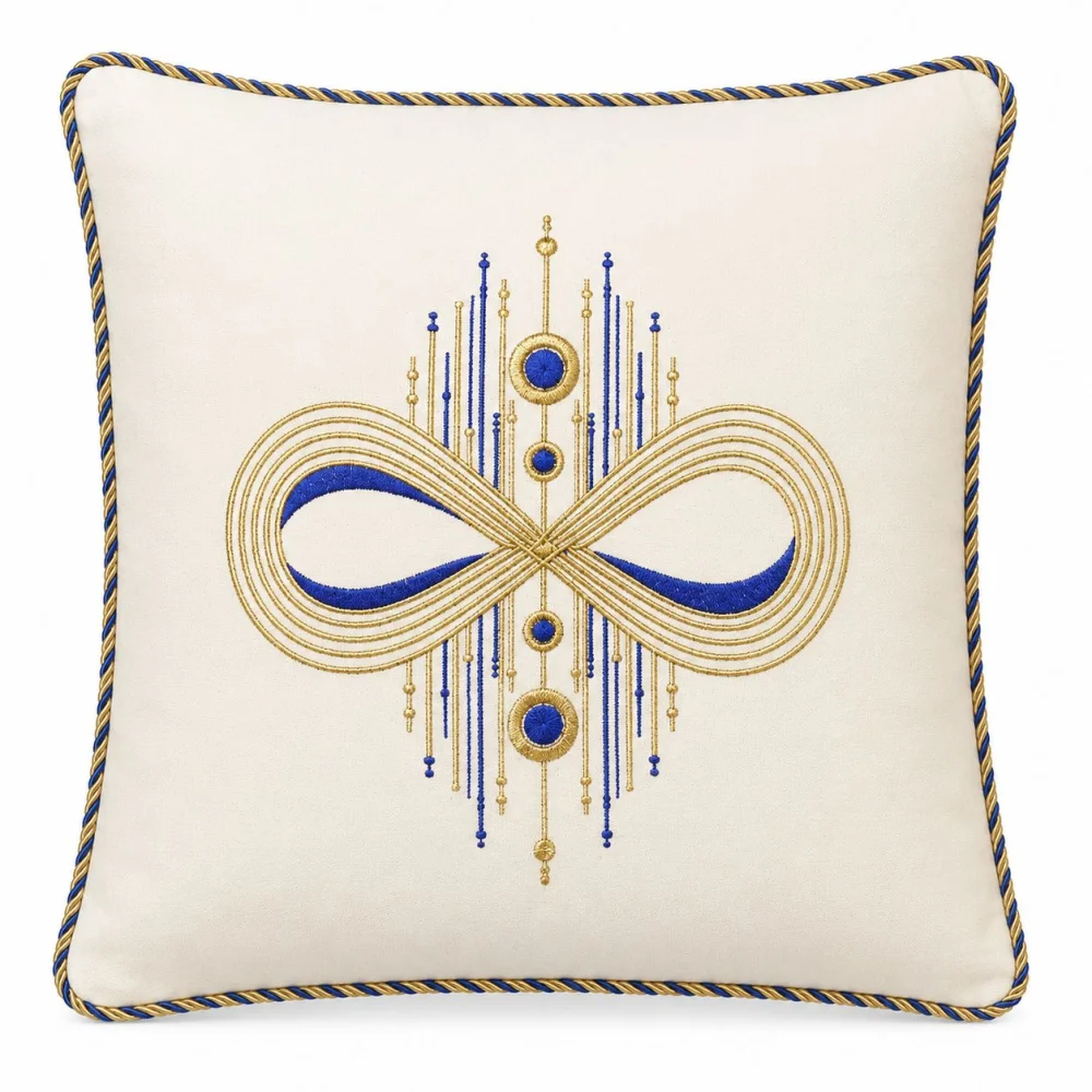 KESAR KREATION THREADS LUXURY GEOMETRIC ART EMBROIDERY CUSHION COVER