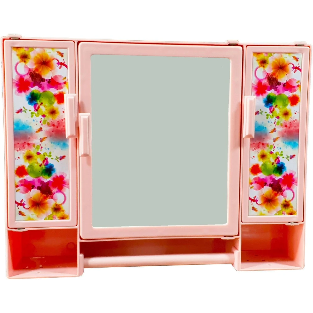Epraiser (Size: 18 x 14 x 4 Inches, Medium) Fancy Multipurpose Virgin Quality PLastic Tripple Door Storage Cabinet / Medicine Cabinet / Bathroom Mirror Cabinet with two Adjustable Storage Shelves and Extra Towel Rod 18 x 14 x 4 Shelf Bracket (Plastic)