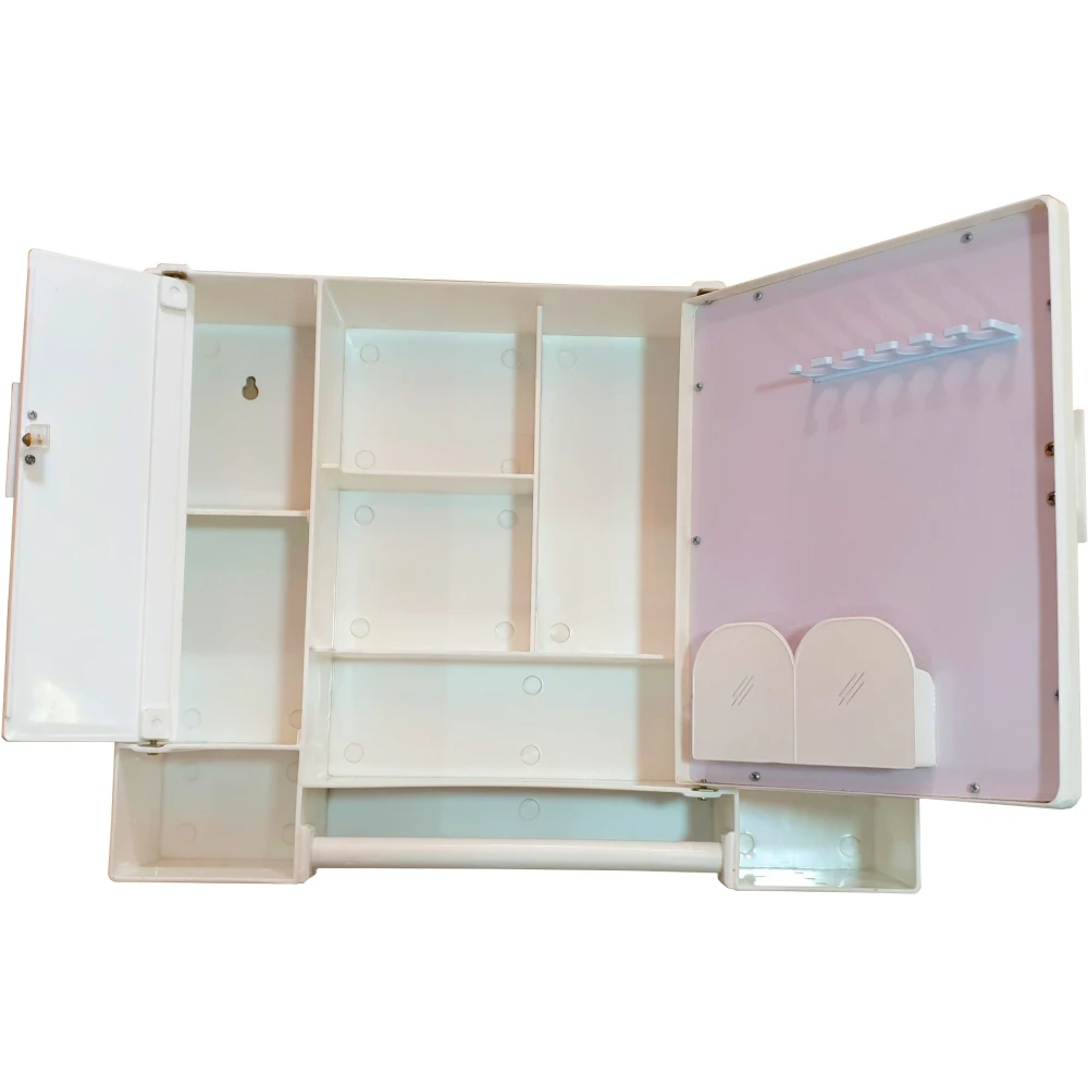 Epraiser (Size: 18 x 14 x 4 Inches, Medium) Mystic White Multipurpose Virgin Quality PLastic Tripple Door Storage Cabinet / Medicine Cabinet / Bathroom Mirror Cabinet with two Adjustable Storage Shelves and Extra Towel Rod 18 x 14 x 4 Shelf Bracket (Plastic)