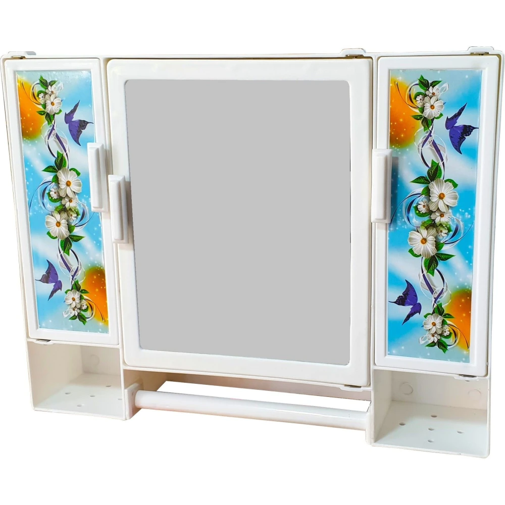 Epraiser (Size: 18 x 14 x 4 Inches, Medium) Mystic White Multipurpose Virgin Quality PLastic Tripple Door Storage Cabinet / Medicine Cabinet / Bathroom Mirror Cabinet with two Adjustable Storage Shelves and Extra Towel Rod 18 x 14 x 4 Shelf Bracket (Plastic)