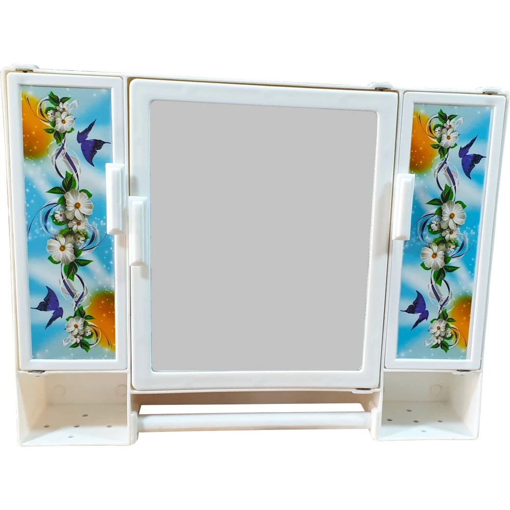 Epraiser (Size: 18 x 14 x 4 Inches, Medium) Mystic White Multipurpose Virgin Quality PLastic Tripple Door Storage Cabinet / Medicine Cabinet / Bathroom Mirror Cabinet with two Adjustable Storage Shelves and Extra Towel Rod 18 x 14 x 4 Shelf Bracket (Plastic)
