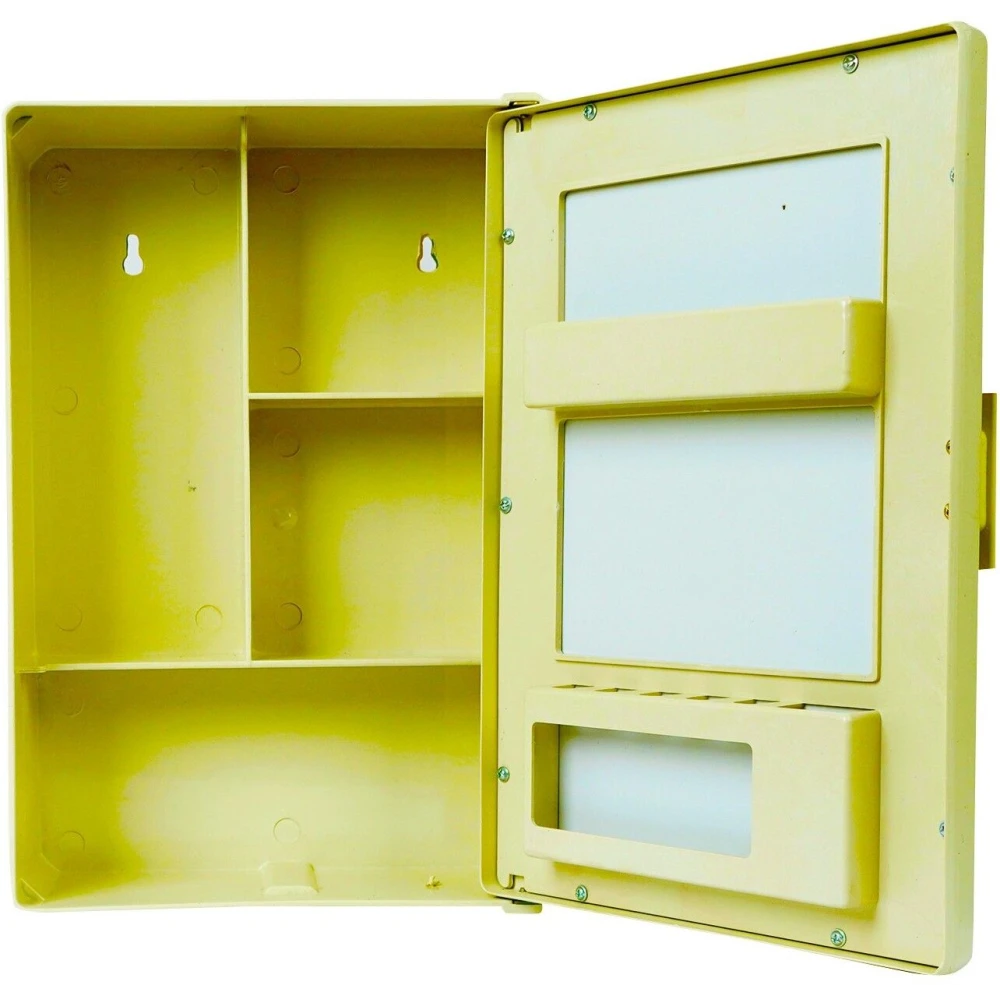 Epraiser ABS Plastic (Z-H) SMALL Full Mirror Cabinet, Size:14"X4"X10"(SMALL) Plastic Wall Shelf (Number of Shelves - 4, Beige)