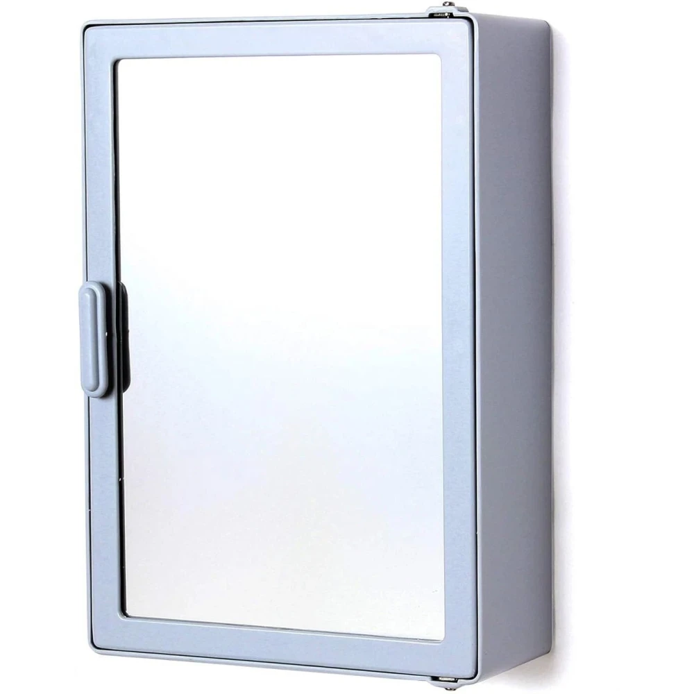 Epraiser Multiuse SMALL SIZE Mirror Cabinet for Storage Organiser in Bathroom, Kitchen Plastic Wall Shelf (Number of Shelves - 4, Silver)