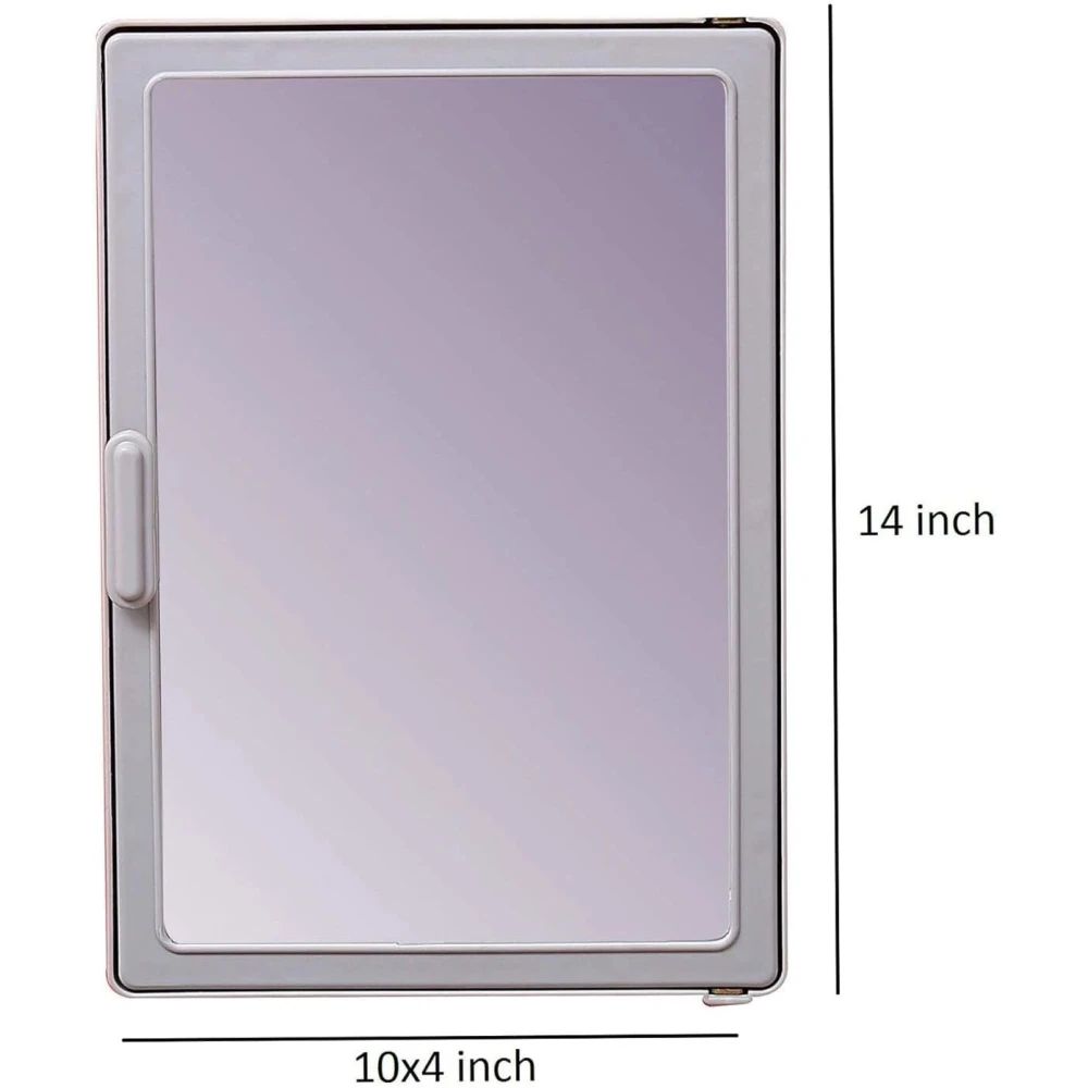 Epraiser Multiuse SMALL SIZE Mirror Cabinet for Storage Organiser in Bathroom, Kitchen Plastic Wall Shelf (Number of Shelves - 4, Silver)