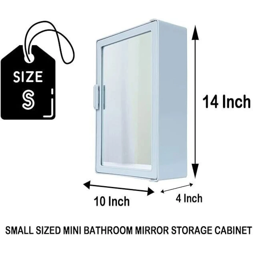 Epraiser Multiuse SMALL SIZE Mirror Cabinet for Storage Organiser in Bathroom, Kitchen Plastic Wall Shelf (Number of Shelves - 4, Silver)