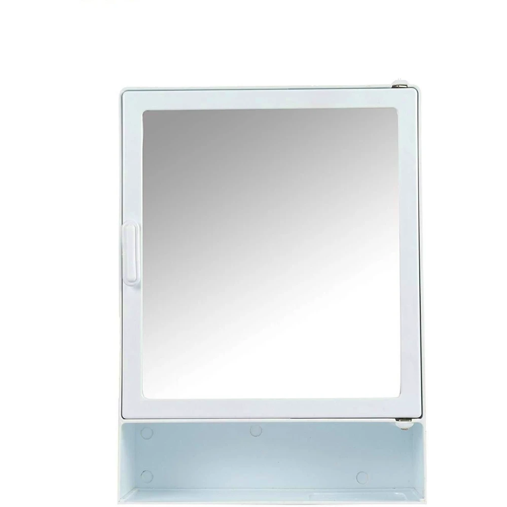 Epraiser ABS Unbreakable Z-GM 102 Bathroom Mirror Single Door Cabinet With Storage Chest / Shelves with outside Special Shelf ,16"X4"X12" Plastic Wall Shelf (Number of Shelves - 4, White)