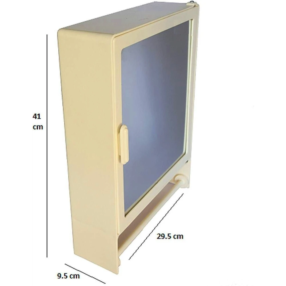 Epraiser ABS Unbreakable Z-GM 103 Bathroom Mirror Single Door Cabinet With Storage Chest / Shelves with outside Rod ,16"X4"X12" Plastic Wall Shelf (Number of Shelves - 3, Beige)