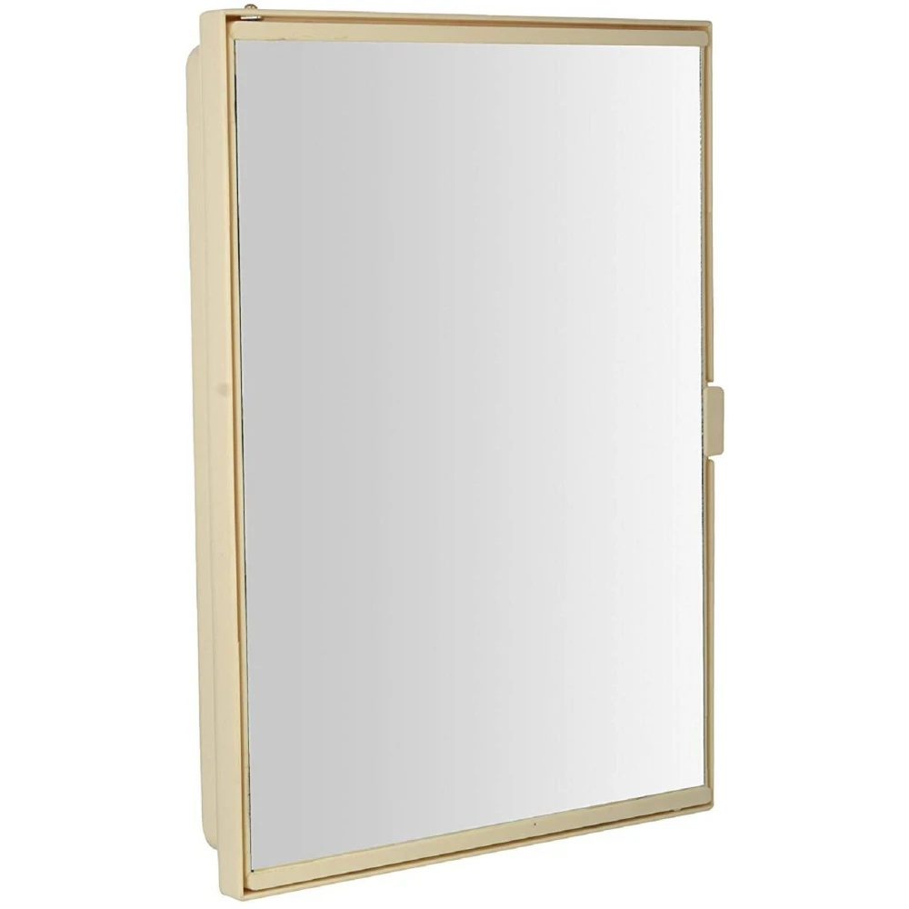 Epraiser ABS Unbreakable Z-PYR 122 Bathroom Full Mirror Single Door Cabinet With Storage Chest / Shelves Corner Cabinet ,12.5"X7"X17" Plastic Wall Shelf (Number of Shelves - 3, Beige)