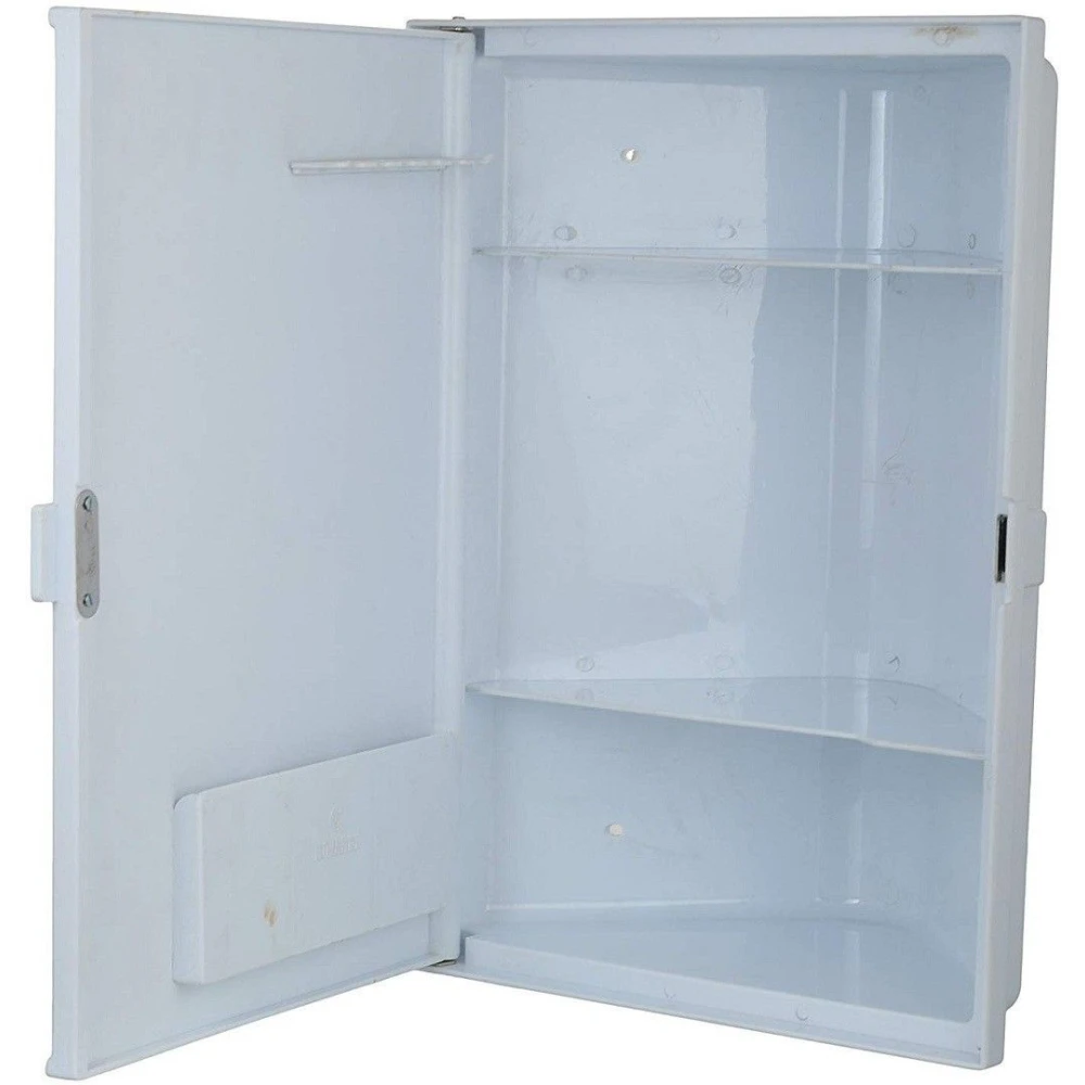 Epraiser ABS Unbreakable Z-PYR 122 Bathroom Full Mirror Single Door Cabinet With Storage Chest / Shelves ,12.5"X7"X17" Plastic Wall Shelf (Number of Shelves - 3, White)