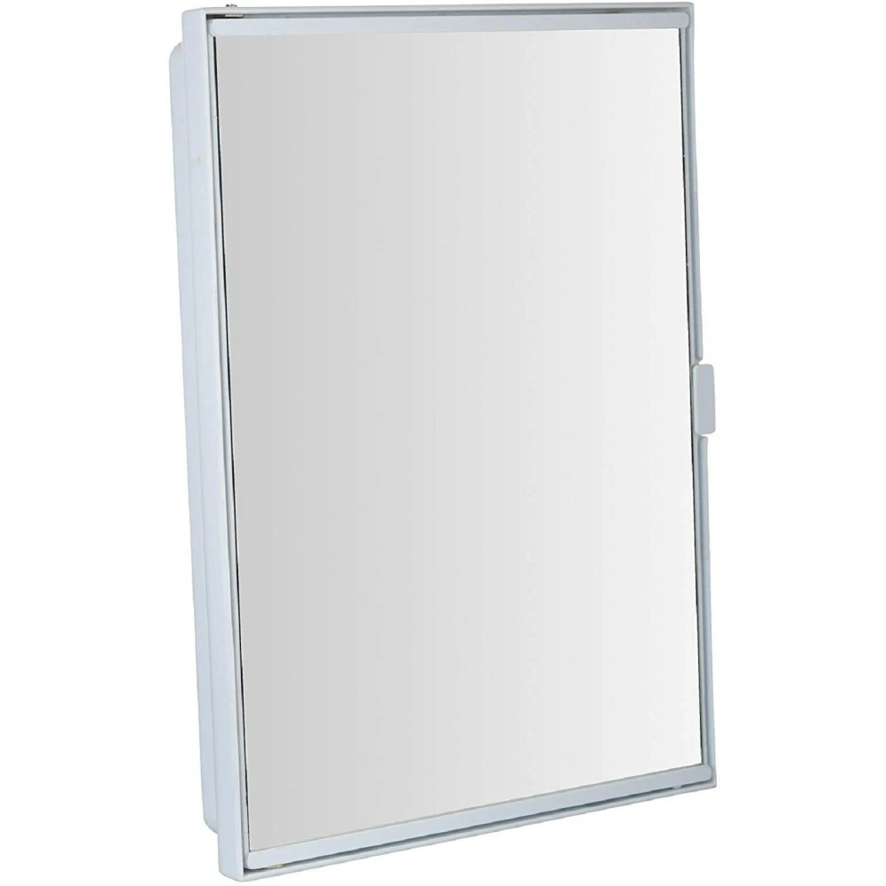 Epraiser ABS Unbreakable Z-PYR 122 Bathroom Full Mirror Single Door Cabinet With Storage Chest / Shelves ,12.5"X7"X17" Plastic Wall Shelf (Number of Shelves - 3, White)