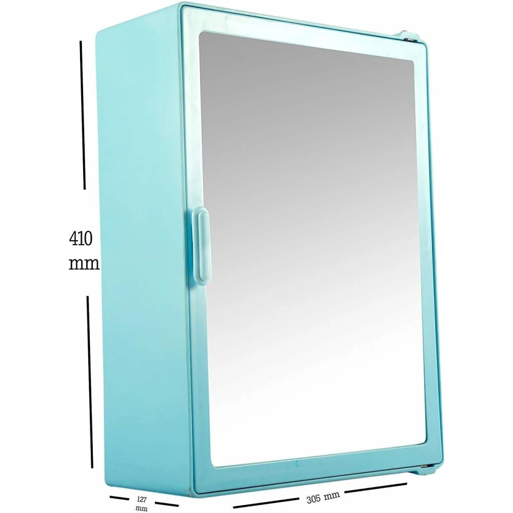 Epraiser ABS Unbreakable Z-S 115 Bathroom Full Mirror Single Door Cabinet With Storage Chest / Shelves 5 inches Deep ,16"X5"X12" Plastic Wall Shelf (Number of Shelves - 4, Blue)