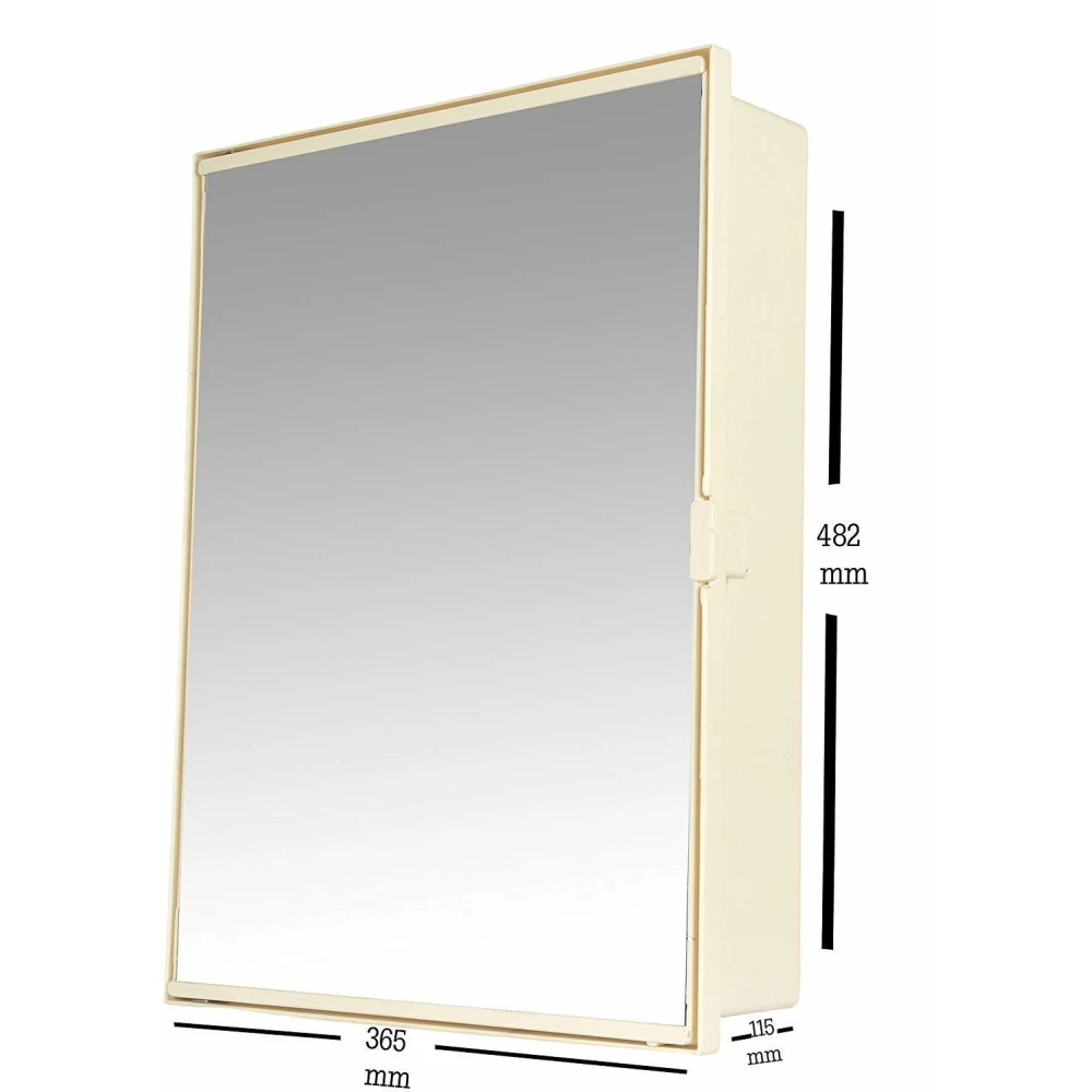 Epraiser ABS Unbreakable Z-WNR 119 Bathroom Full Mirror Single Door Cabinet With Storage Chest / Shelves ,14"X4"X19" Plastic Wall Shelf (Number of Shelves - 5, Beige)
