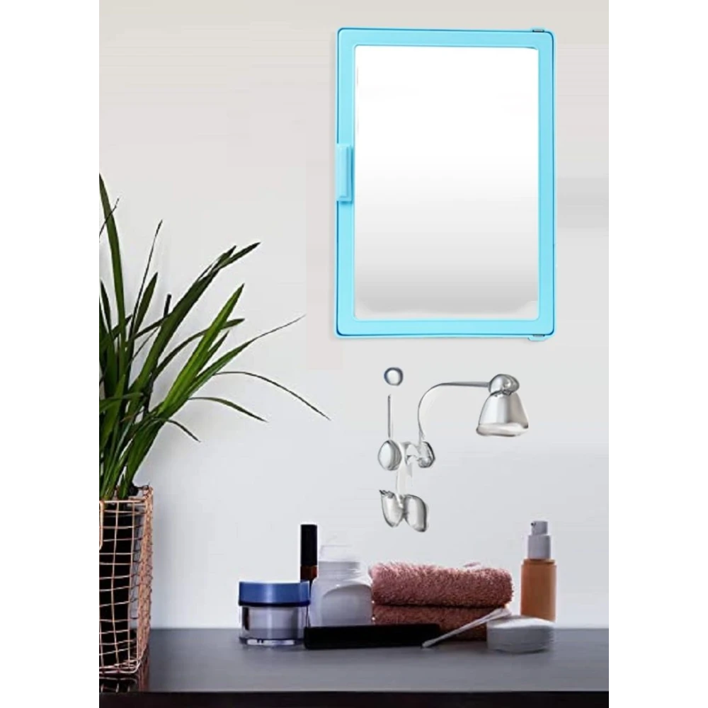 Epraiser Blue SMALL MINI Mirror Storage Wall Cabinet for Bathroom Medicines Makeup Sky Blue COLOR, Wall Hung Box with Mirror, SMALL SIZE, Multiuse Multipurpose Shelf Bracket (Plastic)