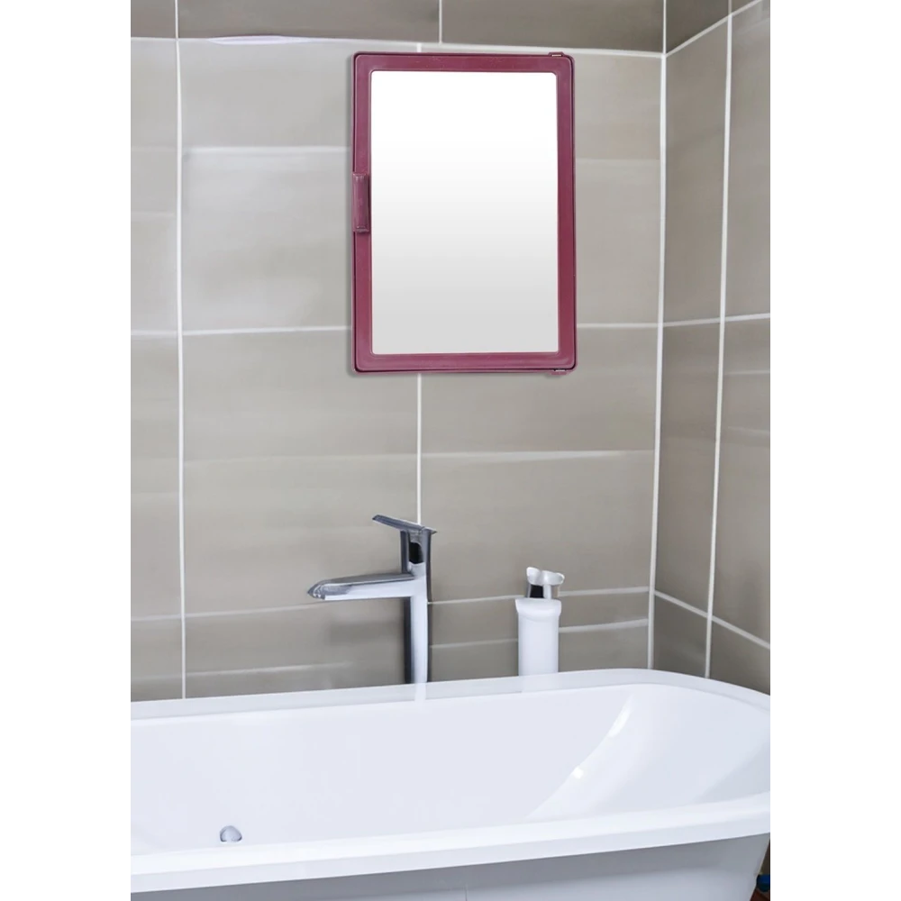 Epraiser Burgandy SMALL MINI Mirror Storage Wall Cabinet for Bathroom Medicines Makeup MAROON COLOR, Wall Hung Box with Mirror, SMALL SIZE, Multiuse Multipurpose Shelf Bracket (Plastic)