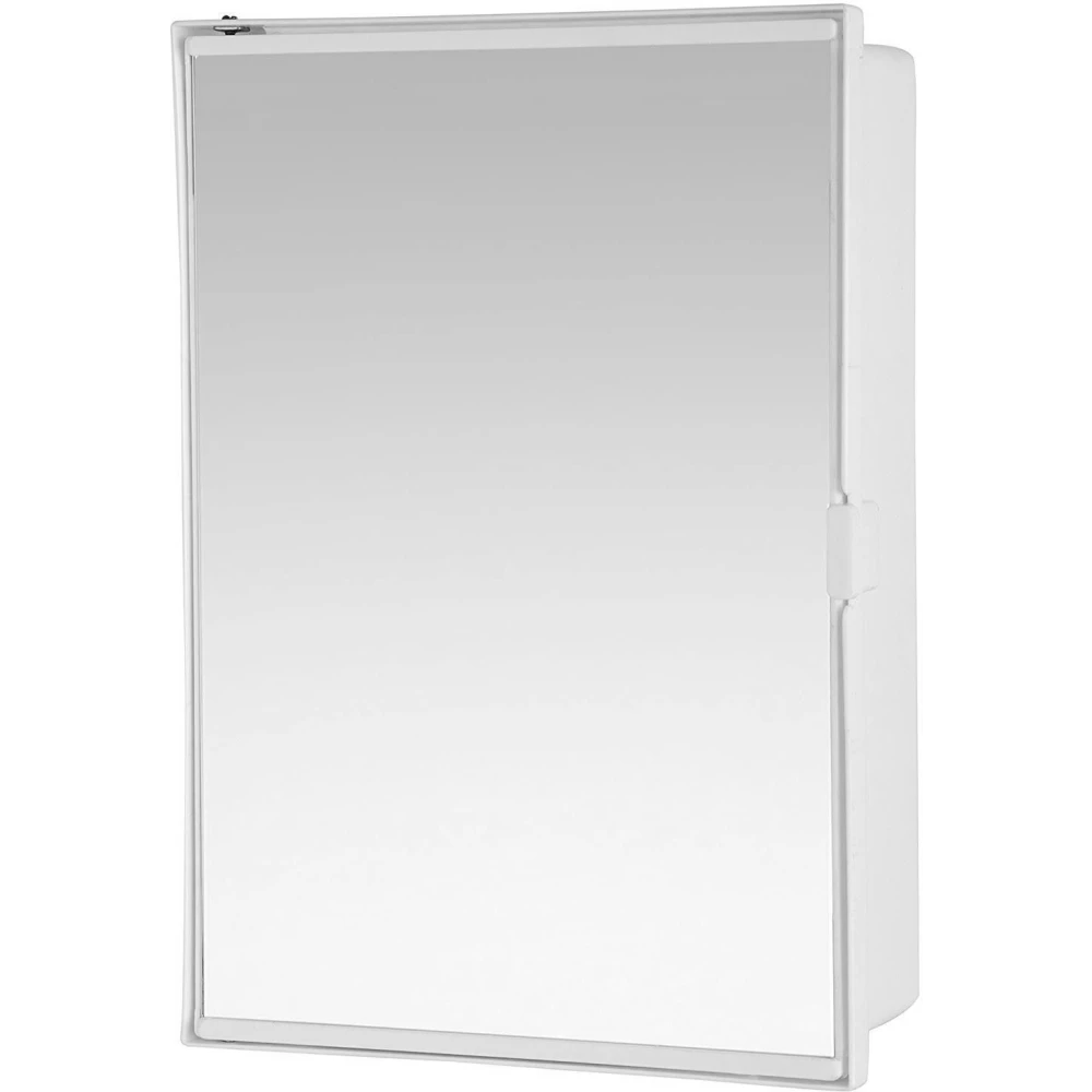 Epraiser Z- 122 Bathroom Single Door Cabinet Edge to Edge Mirror Elegantly designed Plastic Wall Shelf (Number of Shelves - 3, White)