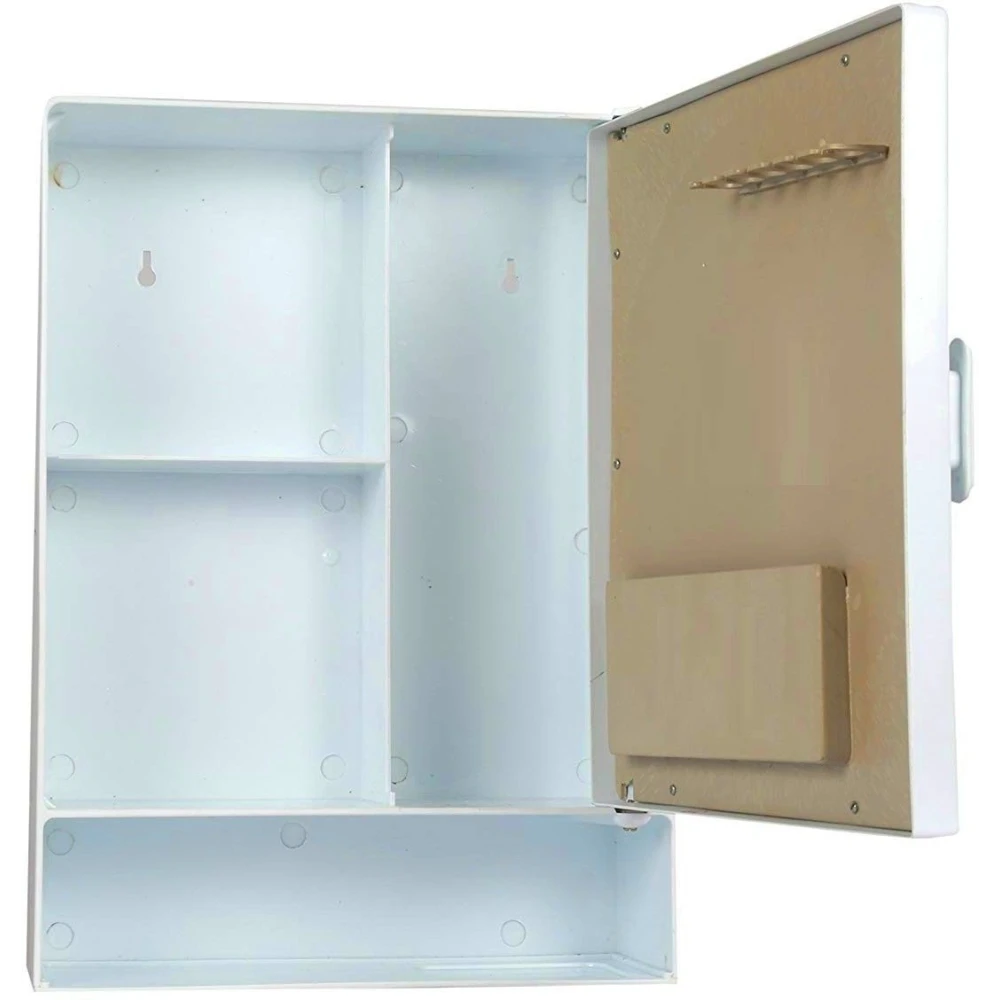 Epraiser ABS Unbreakable Z-GM 102 Bathroom Mirror Single Door Cabinet With Storage Chest / Shelves with outside Special Shelf ,16"X4"X12" Plastic Wall Shelf (Number of Shelves - 4, White)