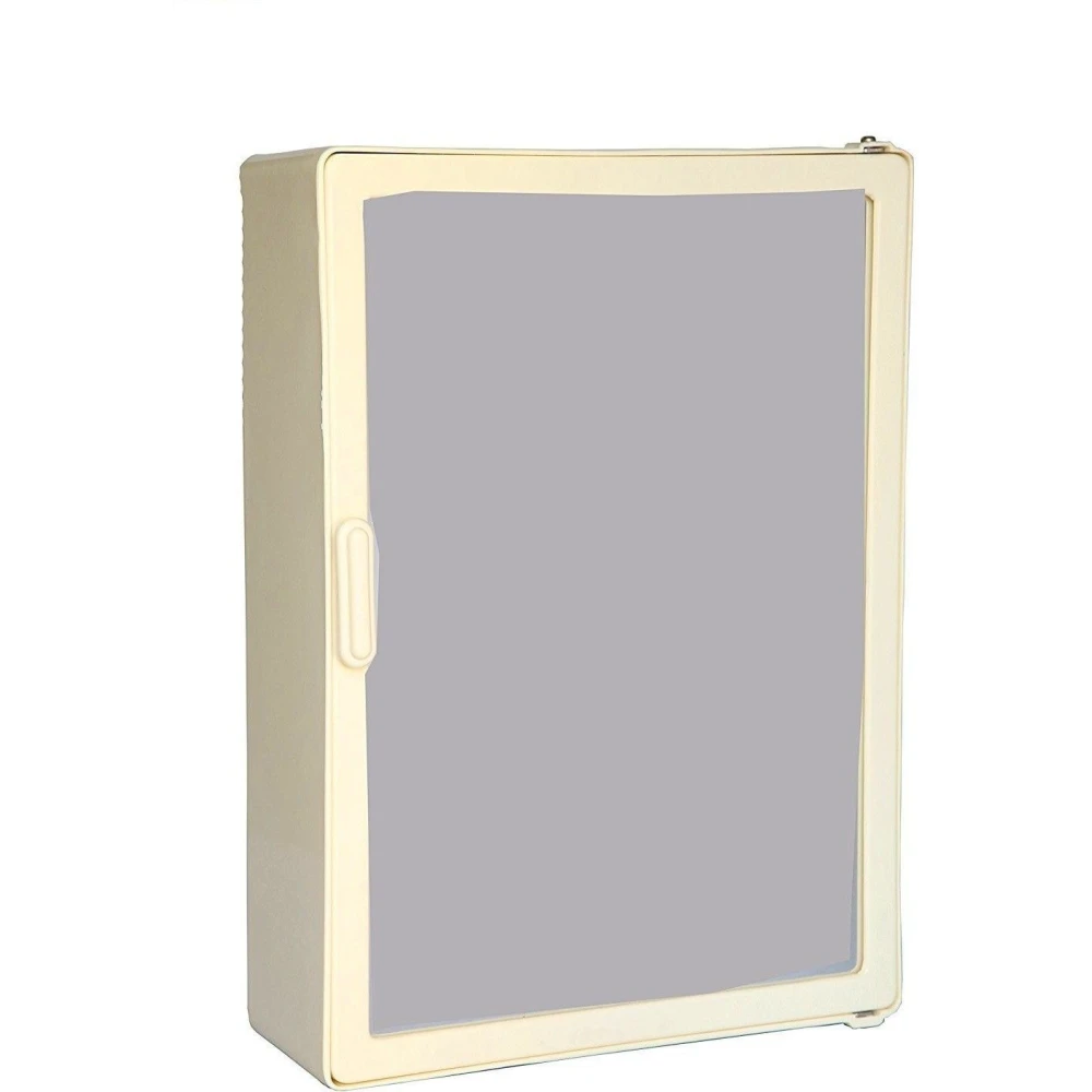 Epraiser ABS Plastic (Z-H) SMALL Full Mirror Cabinet, Size:14"X4"X10"(SMALL) Plastic Wall Shelf (Number of Shelves - 4, Beige)