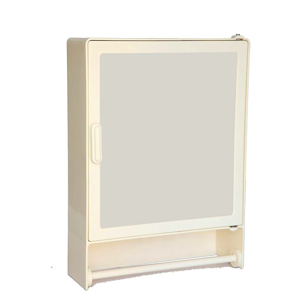 Epraiser (Z-H) ABS Plastic Small Cabinet With Rod ,Size:14"X4"X10"(SMALL) Plastic Wall Shelf (Number of Shelves - 3, Beige)