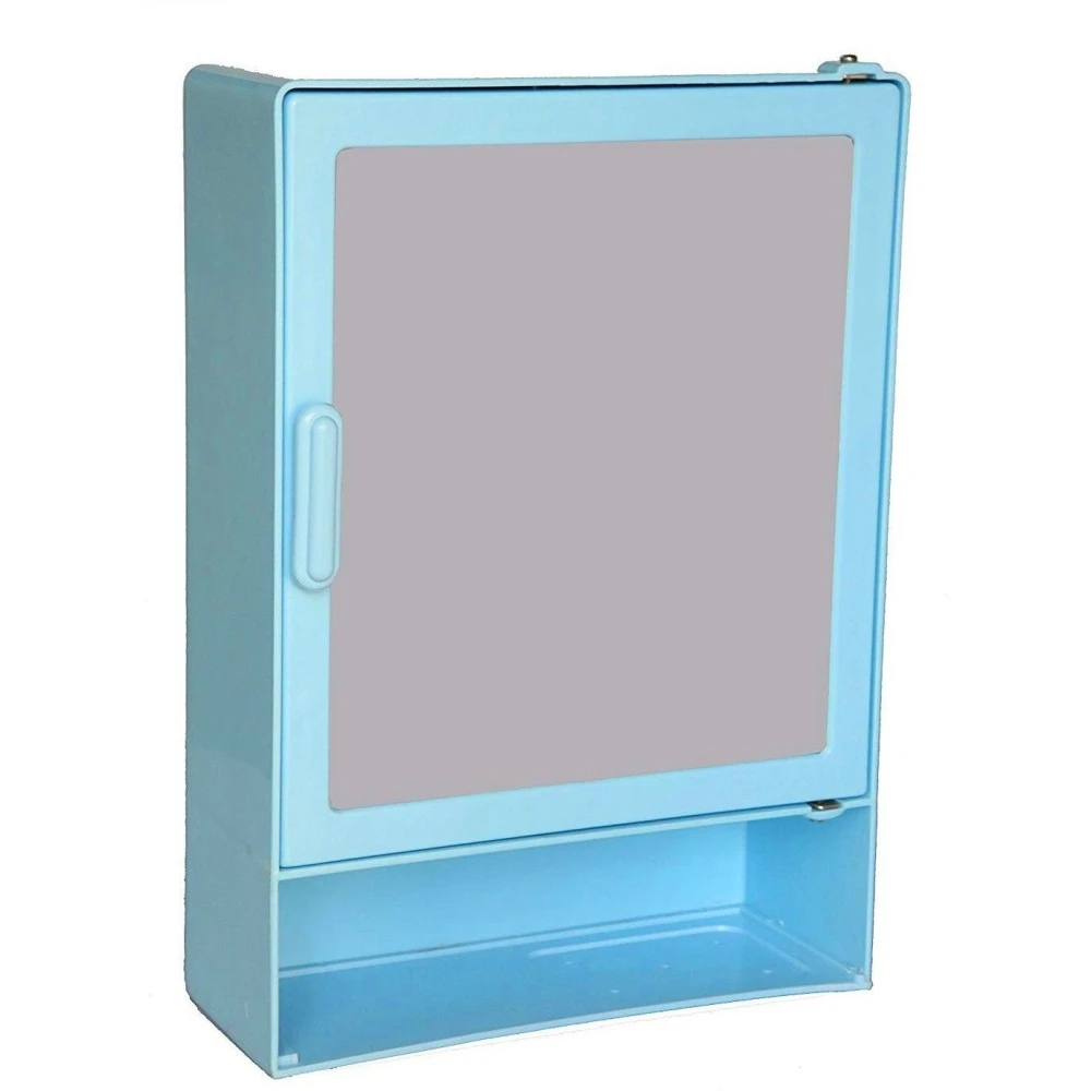 Epraiser ABS Plastic (Z-H) SMALL Cabinet With outside Shelf, Size:14"X4"X10"(SMALL) Plastic Wall Shelf (Number of Shelves - 4, Blue)