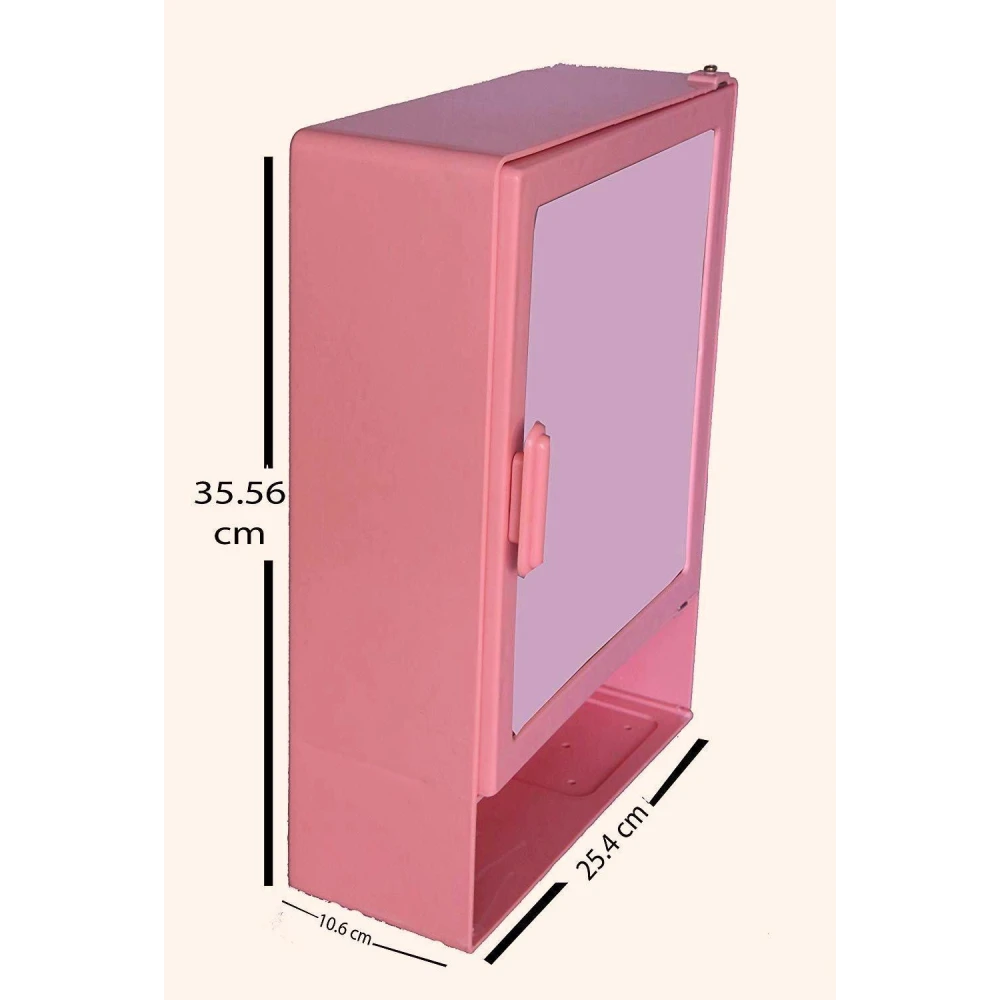 Epraiser (Z-H) ABS Plastic Small Cabinet With Shelf,Size:14"X4"X10"(SMALL) Plastic Wall Shelf (Number of Shelves - 4, Pink)