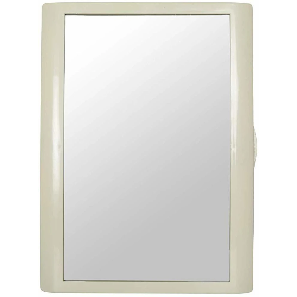 Epraiser ABS Unbreakable Z-O/NW Bathroom Full Mirror Single Door Cabinet With Storage Chest Plastic Wall Shelf (Number of Shelves - 4, Beige)